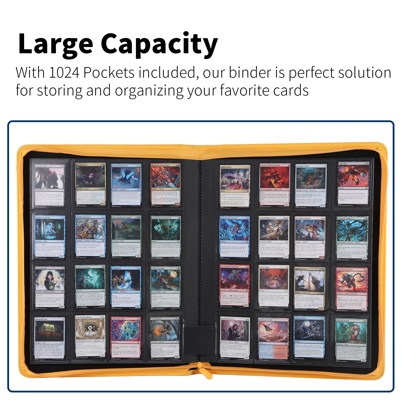Snekdy - Carpeta de tarjetas coleccionables de 1024 bolsillos, álbum de tarjetas de 16 bolsillos, cubierta de piel sintética impermeable con carga lateral, sostiene tarjetas de juegos, béisbol