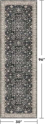 Miniatura 300 de Alfombra Boho Negra para Sala de Estar - Alfombra de Área Lavable de 10x14 Pies, Alfombras de Comedor para Debajo de la Mesa, Alfombra Suave de Pelo