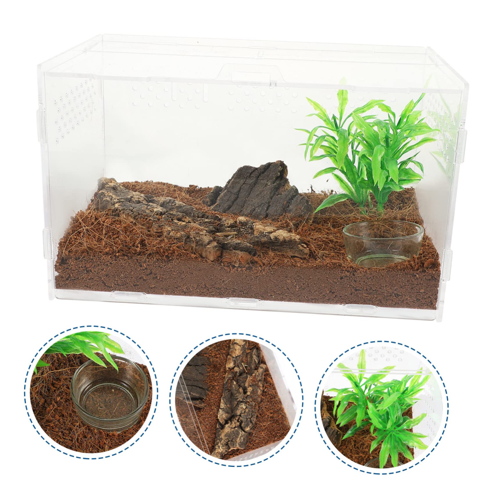 ifundom Terrario Facile da Pulire in Acrilico Fori di Ventilazione e Casa per Tartarughe Terrestri Adatto per Tartarughe di Terra e Piccoli Rettili