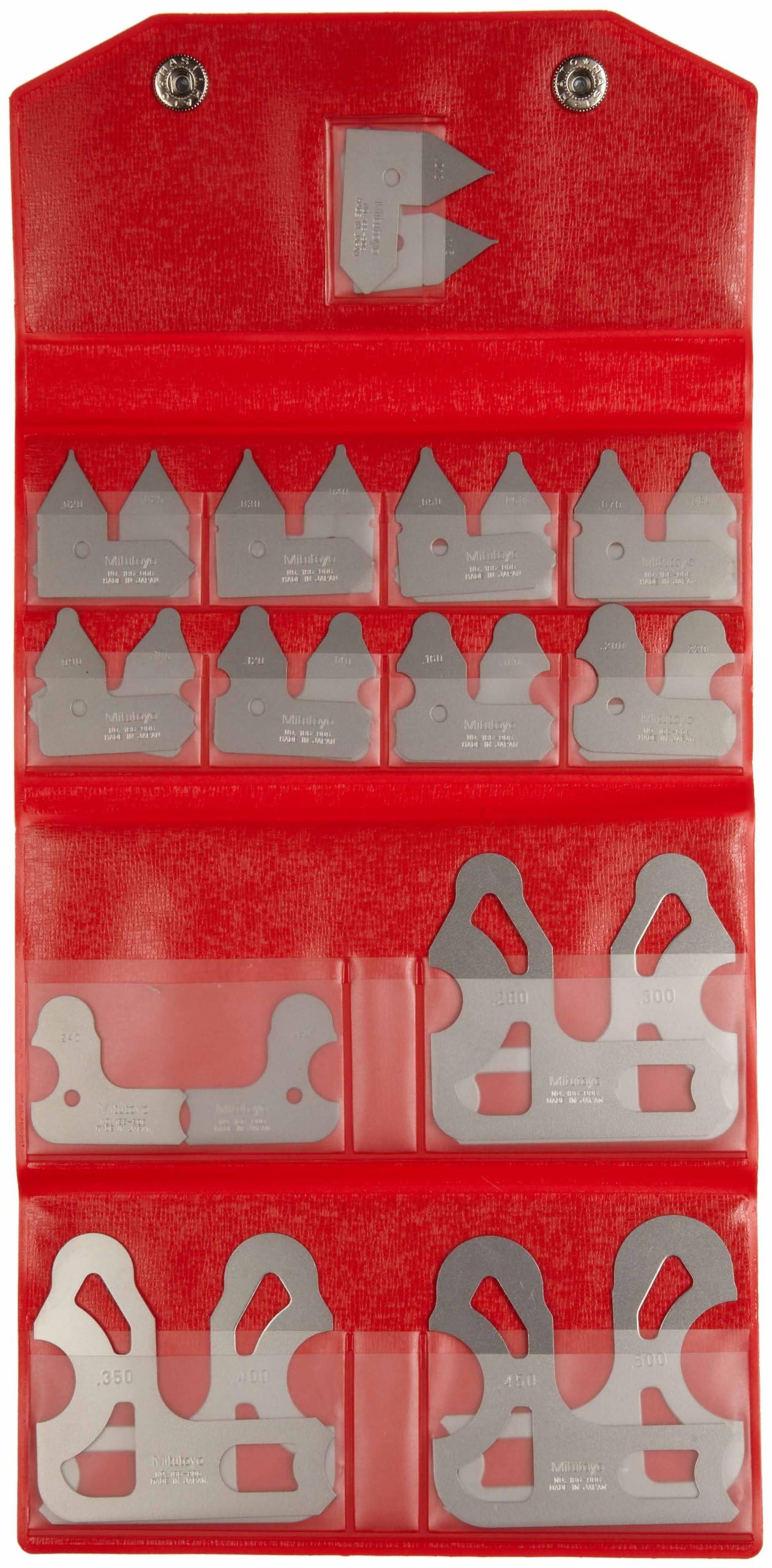 Mitutoyo 186-906, Radius Gage Set, 26 Leaves, .010 to .500, 5 Radii per Leaf by Mitutoyo
