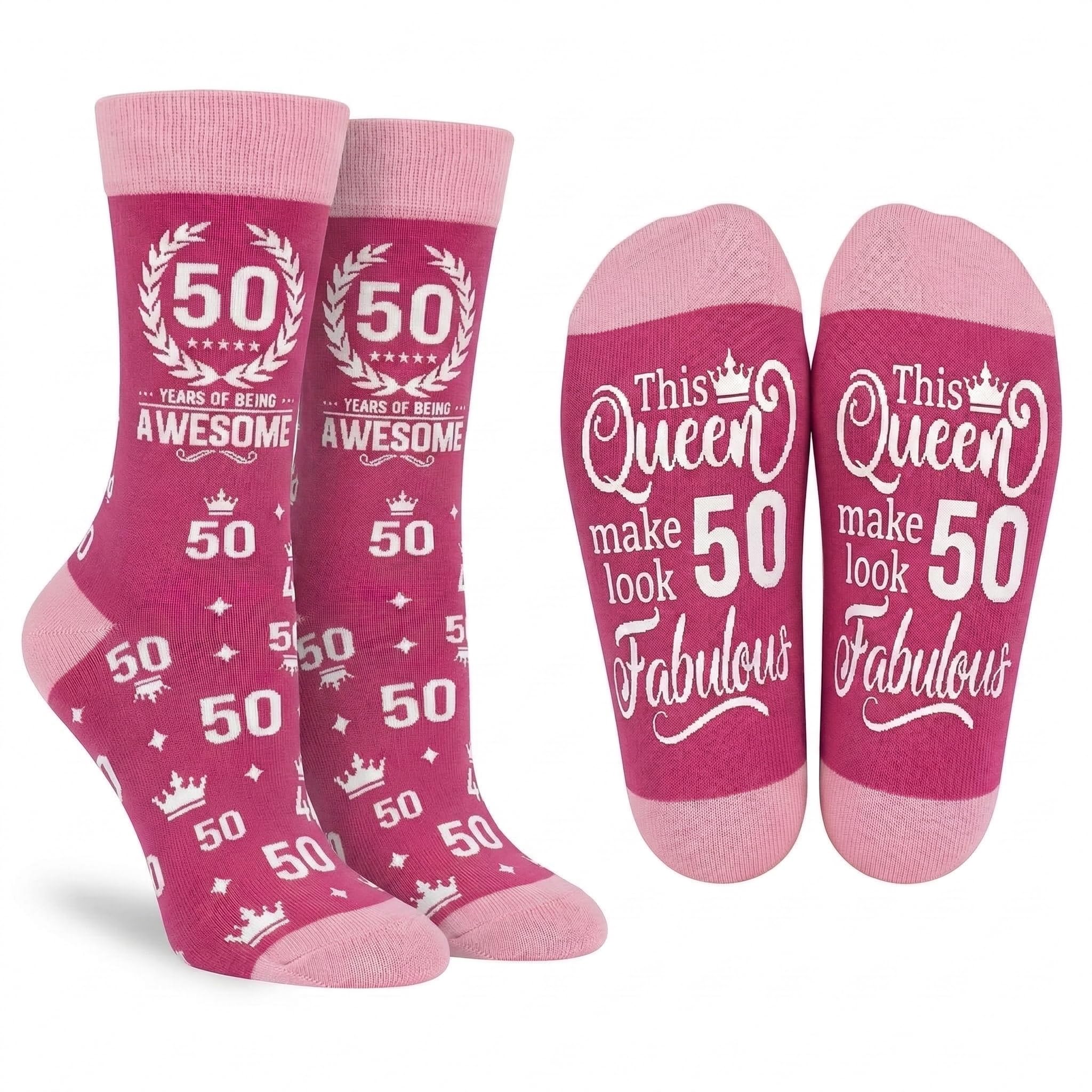Prezentz Unisex As Shown In Images 50Th Birthday Gifts For Women, Funny Cotton Socks, 1976 Birthday Gift For Her, 50 Years Of Being Awesome Socks With Crown Design, 50Th Birthday Gift Ideas For Mum Friend Sister Wife Daughter