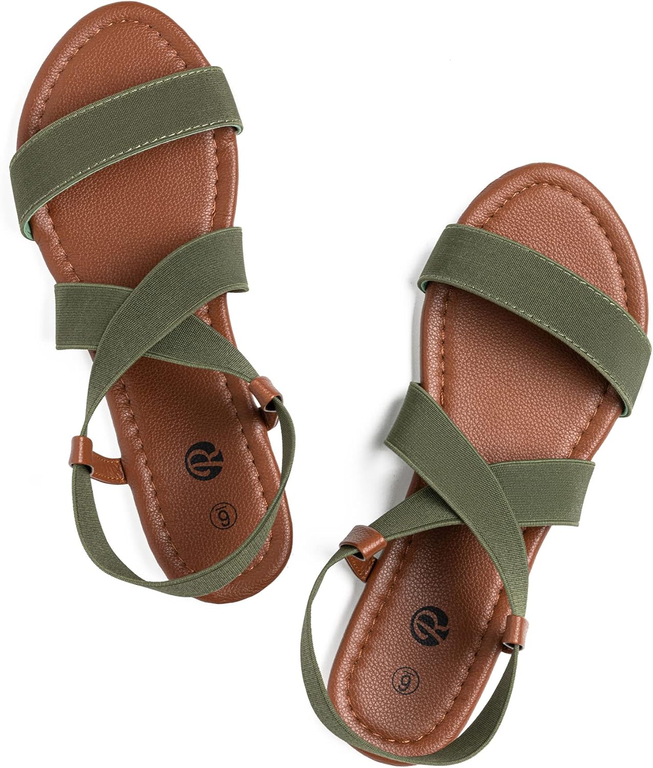 Rekayla Flat Elastic Sandals for Women Khaki Green 10 SIMILAR NOT EXACT ITEM