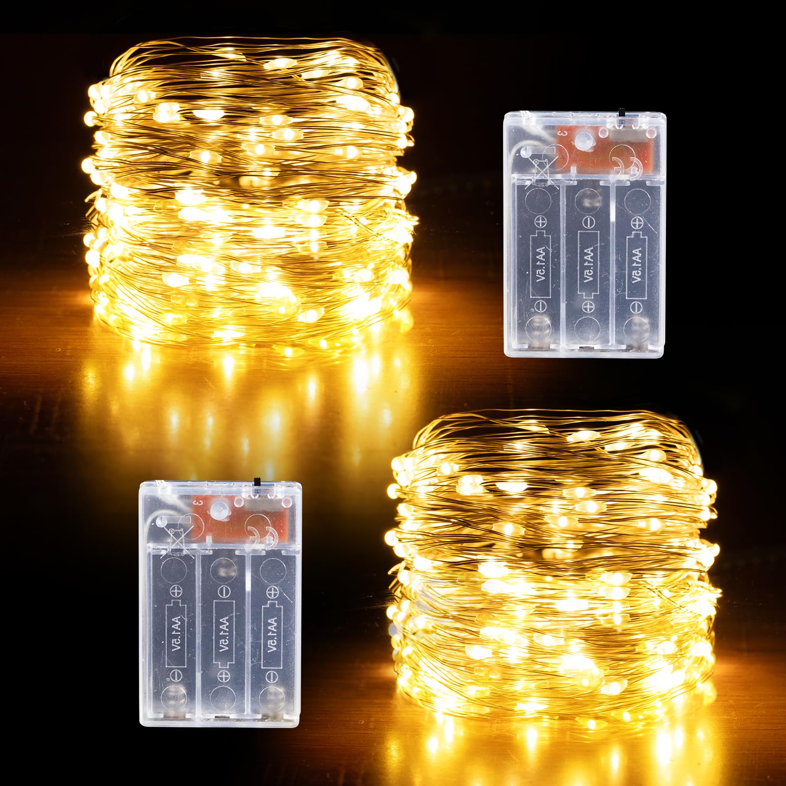 YPHSOL Fairy Lights Battery Operated String Lights 16.4ft 50LED Flashing and Constant Light Waterproof Silver Wire for Christmas DIY Party Wedding Decoration (Multicolor, 4 Pack)