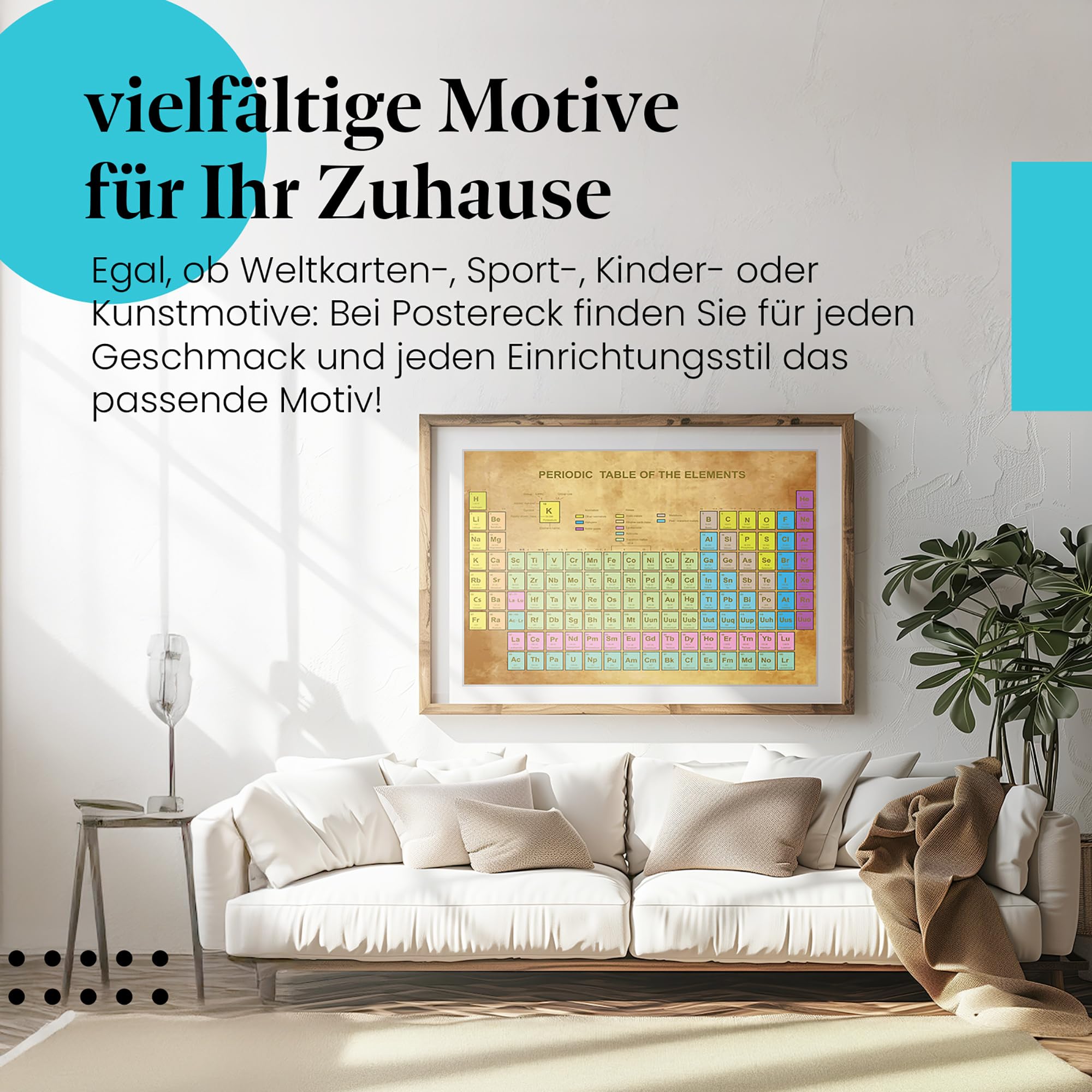 Postereck - 0614 - Periodensystem, Elemente Studium Schule Chemie - Unterricht Klassenzimmer Schule Wandposter Fotoposter Bilder Wandbild Wandbilder - Leinwand - 75,0 cm x 50,0 cm