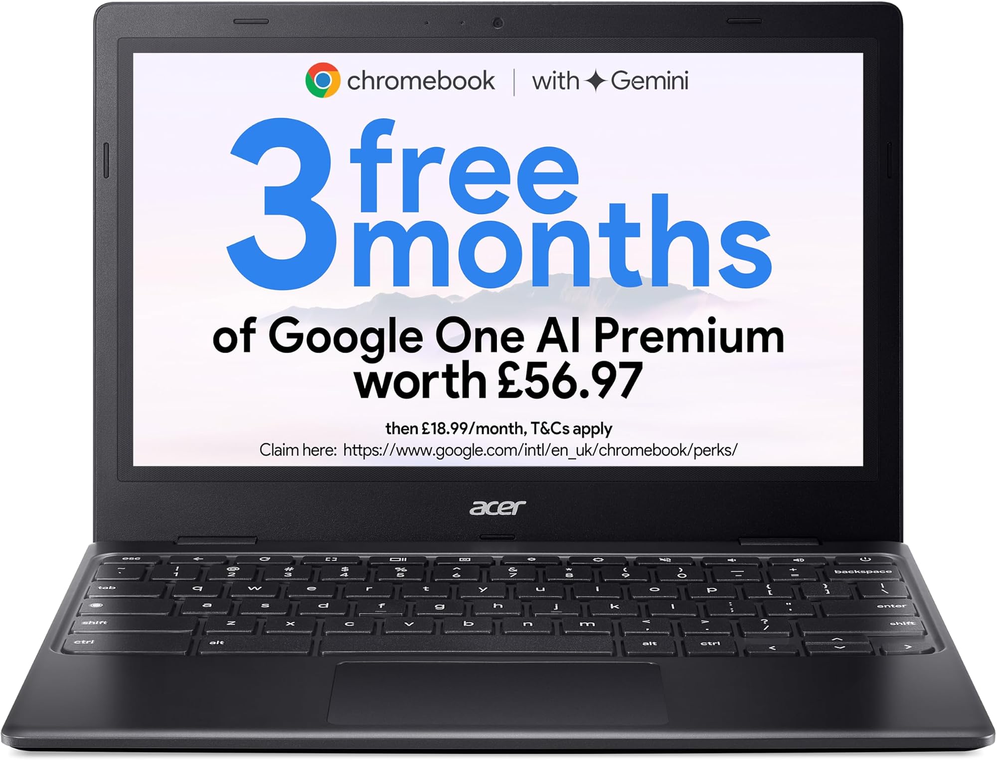 Acer Chromebook Spin 312 CP312-1H Convertible Laptop - Intel N100, 4GB, 128GB eMMC, Integrated Graphics, 12.2" WUXGA Touchscreen, Chrome OS, Silver