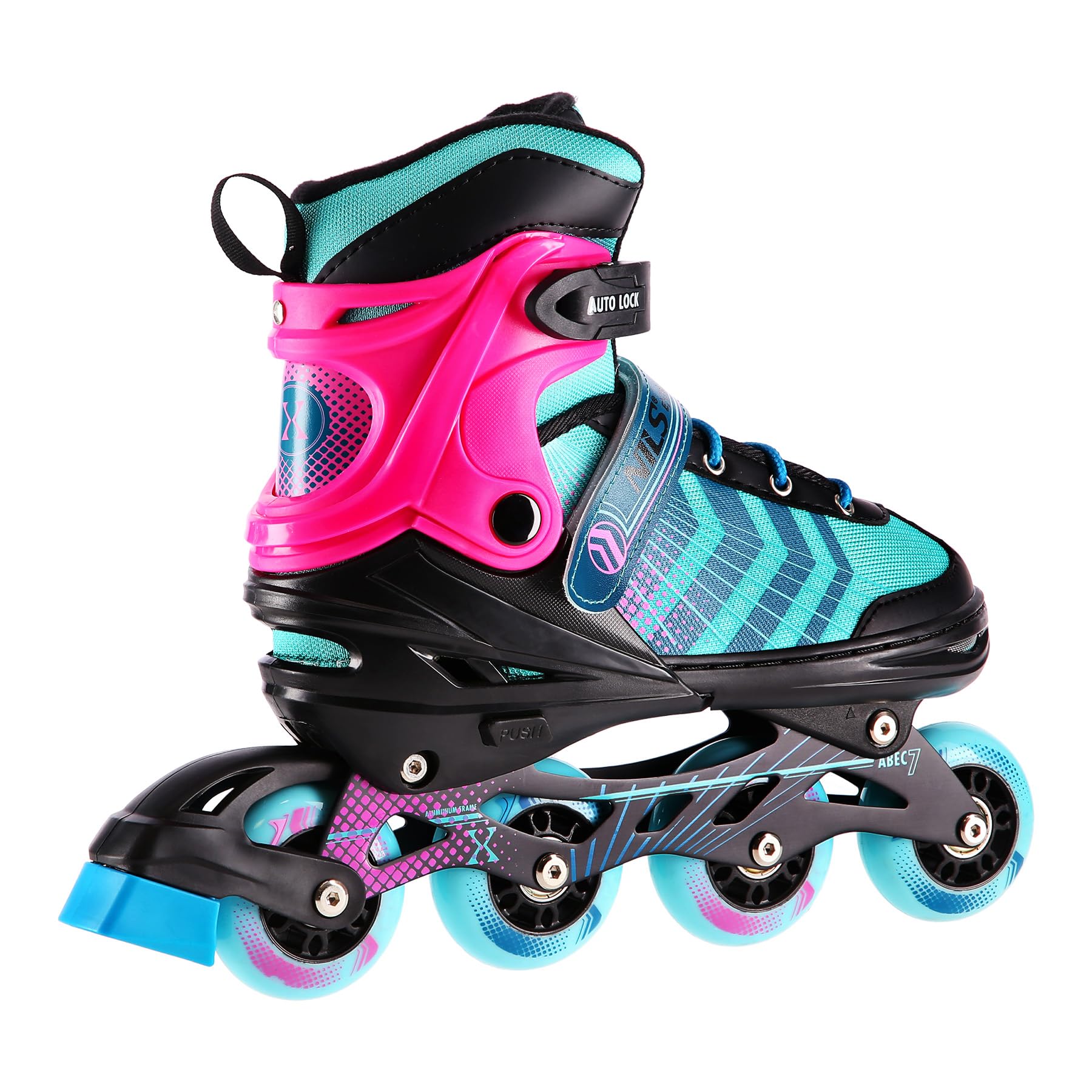 NILS EXTREME NH18192A 4-in-1 Inliner, Schlittschuhe, Rollschuhe & Lern-Inliner Schwarz-Violett Größe S (29–33) | ABEC-7 Lager