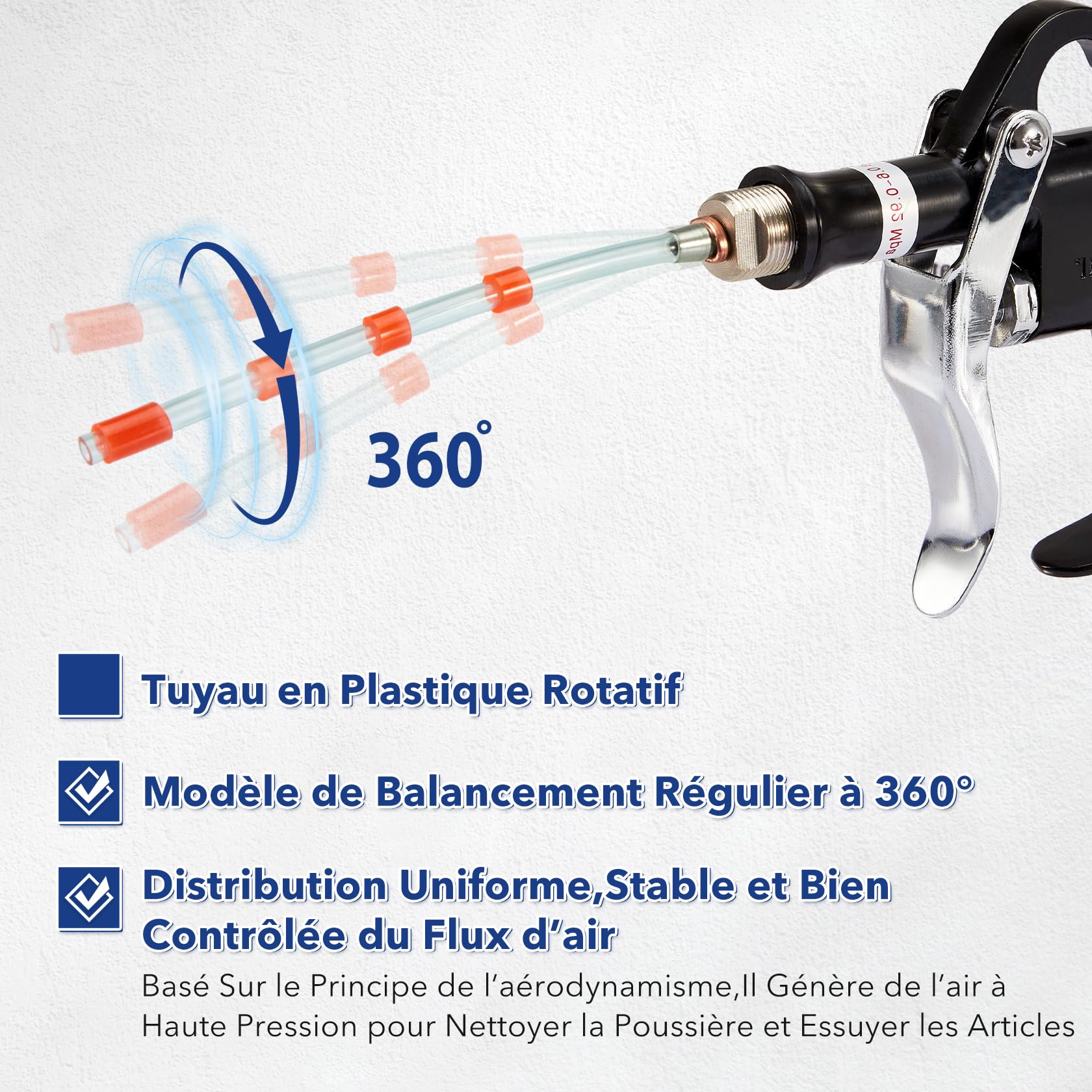 CarBole Pistolet de Nettoyage Voiture Intérieur,Pistolet de Soufflage et Séchage,pour 6~9,2 Bar Air Comprimé,Kit de Lavage,Peut Nettoyer Efficacement l'intérieur de la Voiture