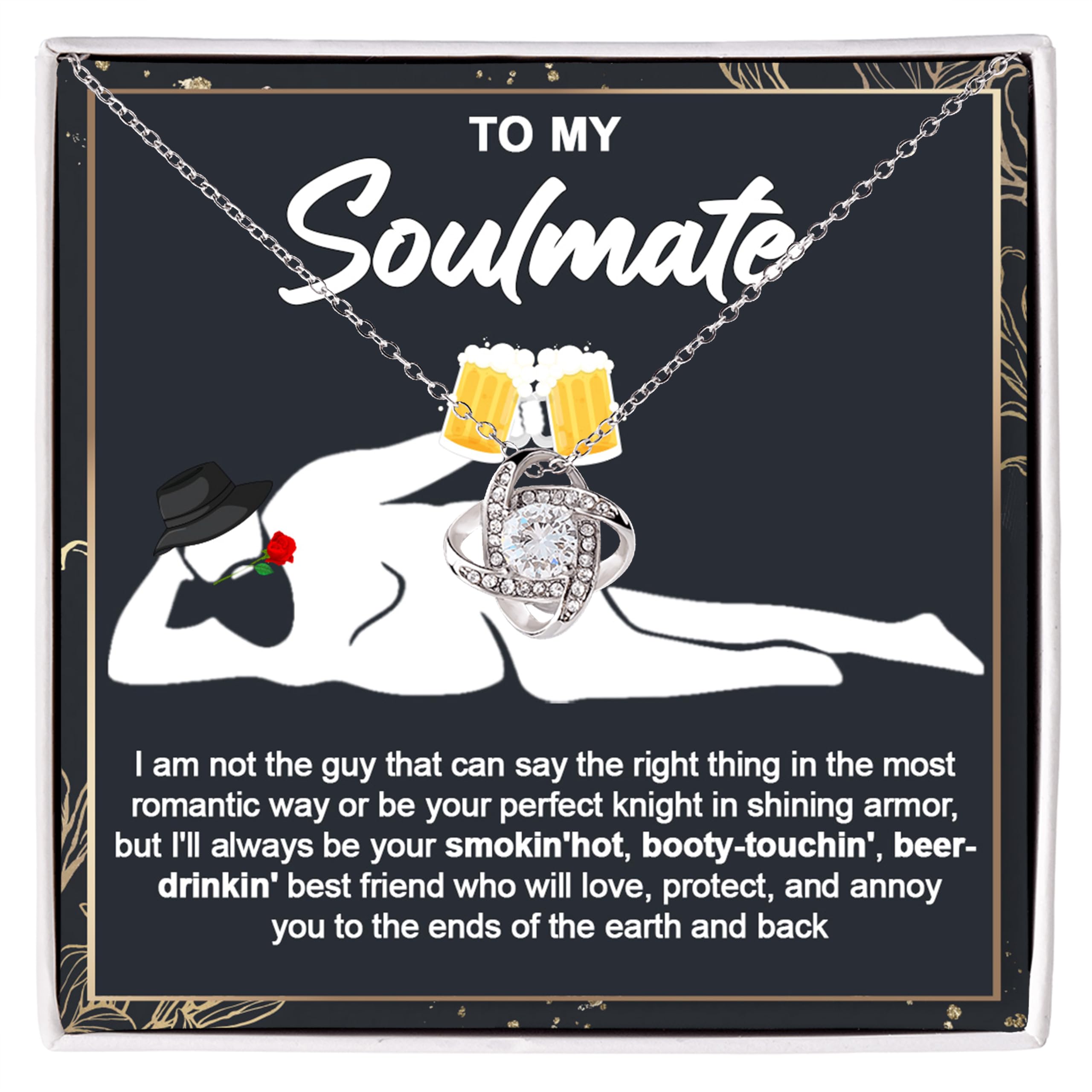 Chiside To My Soulmate Necklace For Women, Gift For Wife, Necklace For Girlfriend, Wife Necklace From Husband, Soulmate Gifts For Her, Funny Girlfriend Gifts From Boyfriend, Soulmate Necklace For Her