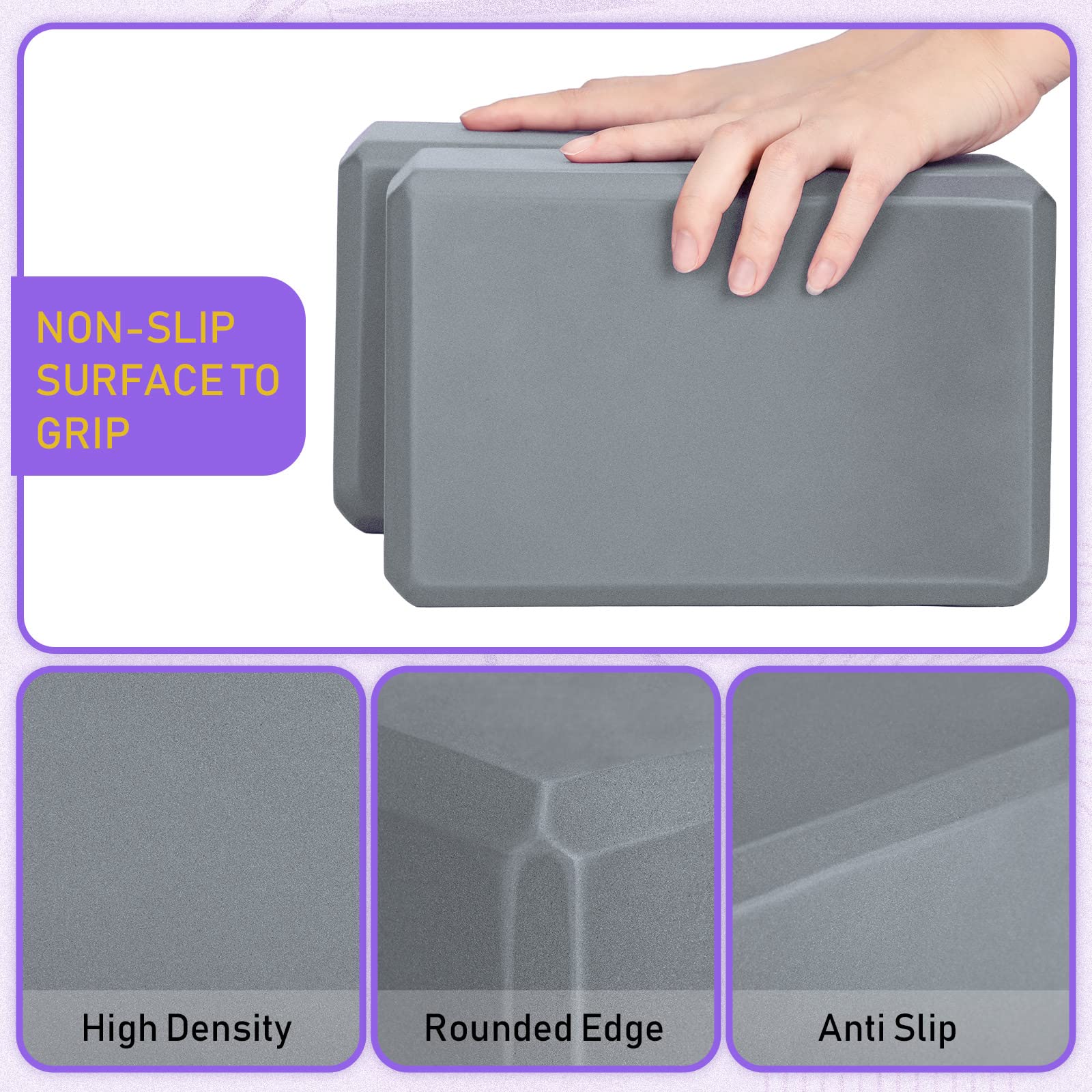 Wettarn 6 Pack Yoga Blocks Bulk 9 x 6 x 4 Inch Eva Foam Lightweight Yoga Bricks Non Slip Supportive for Yoga Pilates Stretching Meditation Yoga Prop Accessories for Women Men Yoga Beginners