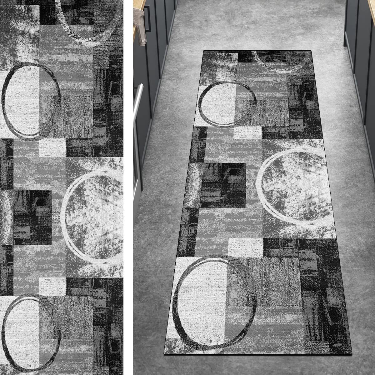 キッチンランナー カーペットランナー ロング 廊下 モダン 70x180CM グレー カーペットマット 滑り止め メーター売り 洗える ショートパイル ポリエステル 廊下 寝室 幅40-120cm調節可能