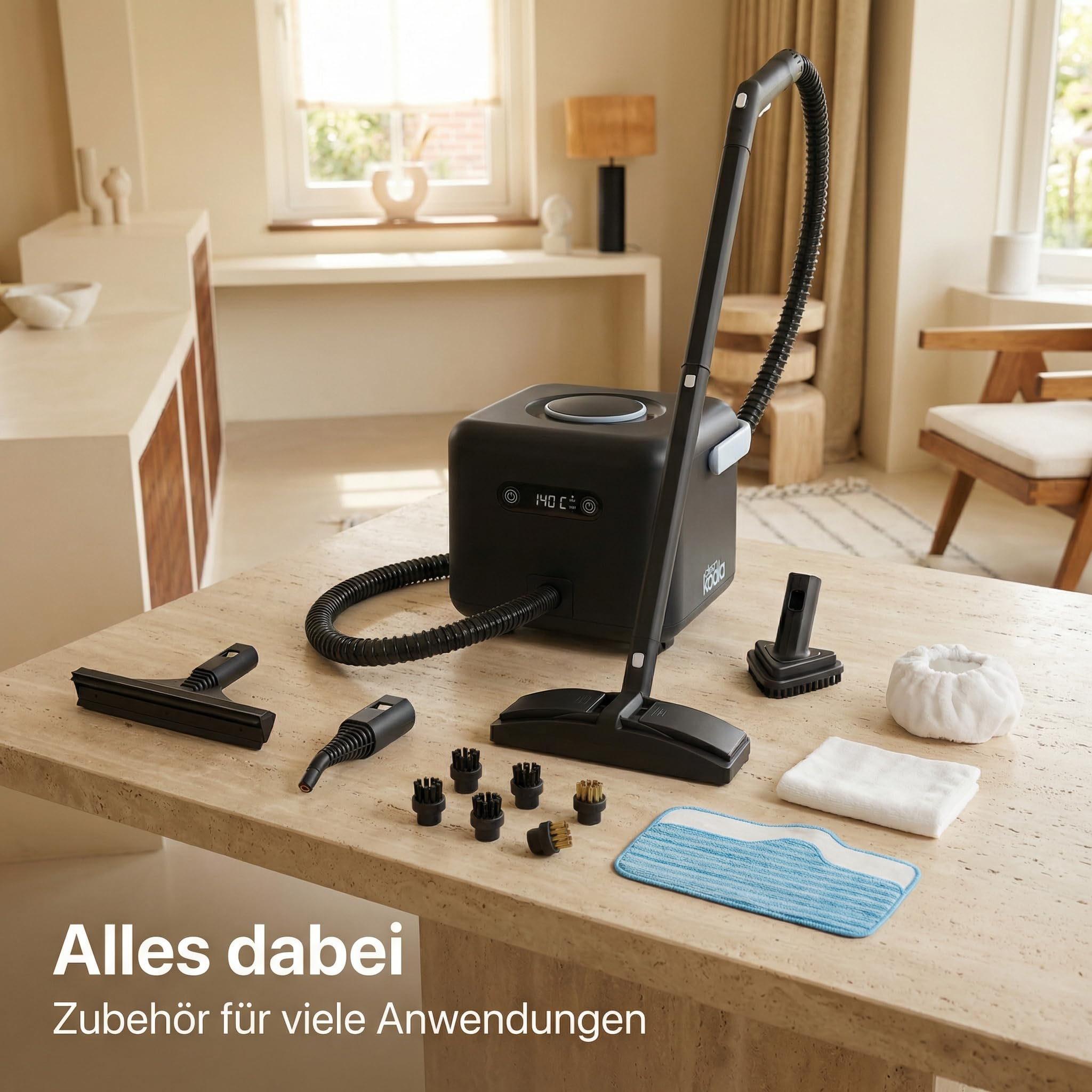 Dampfreiniger Multifunktion 1500W – 4 Bar Hochdruck Dampf, Schnelle Aufheizung, 21 Zubehörteile, Lange Laufzeit, Für Boden, Bad, Küche, Teppich & Auto – Chemiefreie Tiefenreinigung