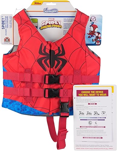 SwimWays Marvel Swim Trainer Life Jacket, US Coast Guard Approved Life Vest Kids Swim Vest, Pool Floats & Life Jackets for Kids 33-55 lbs, Spidey