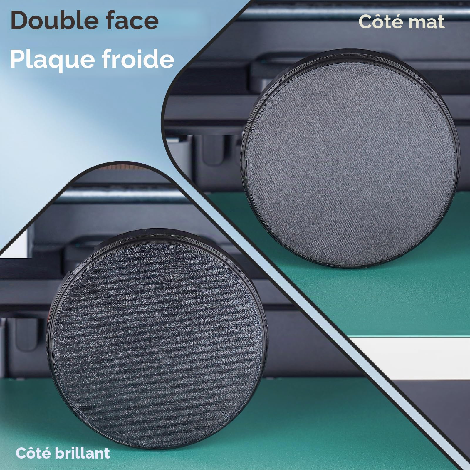 Plateau Froid 276x293mm Cold Plate Double Face Brillante & Mate, Surface Impression Basse Température Forte Adhérence, Compatible with Snapmaker U1 Imprimante 3D (Sans Colle)