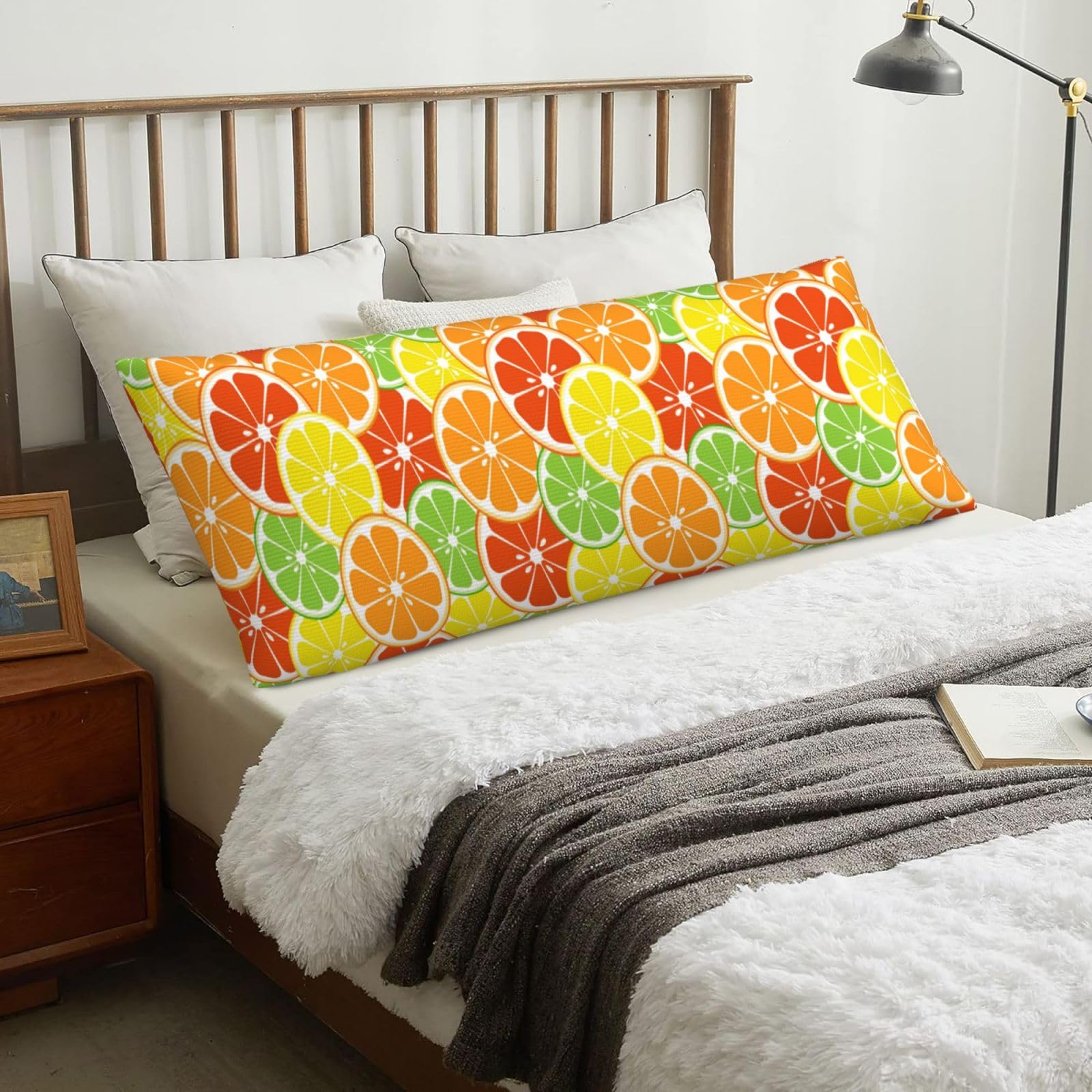 Citrus Fruits, Body Pillow Cover with Zipper,Long Body Pillowcase 20 x 60 in