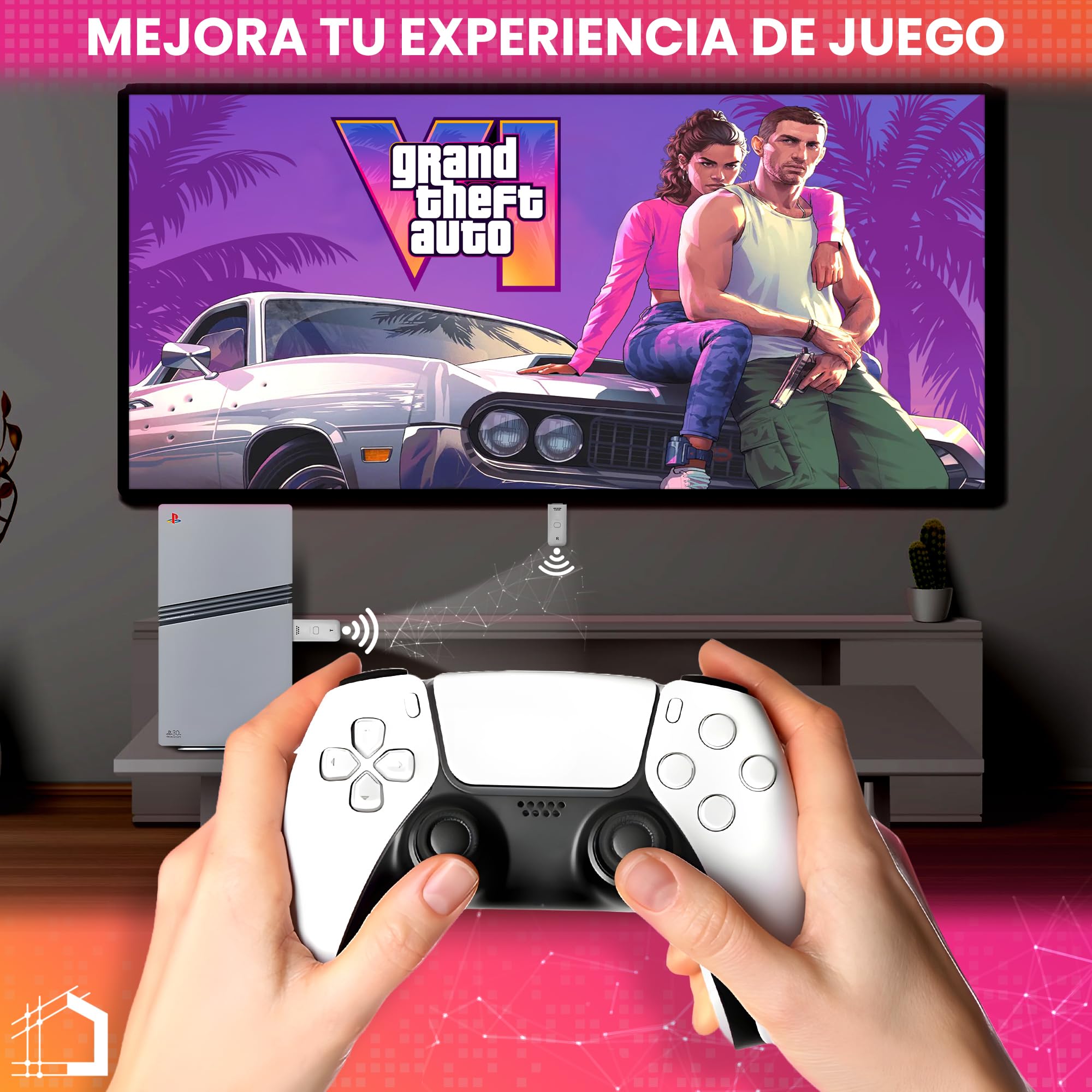 HDMI Inalámbrico Transmisor y Receptor, HDMI Wireless para Transmitir Vídeo y Audio en PC/Portátil a Monitor/TV Box/Proyector, transmisión inalámbrica 2,4G/5G, Plug & Play