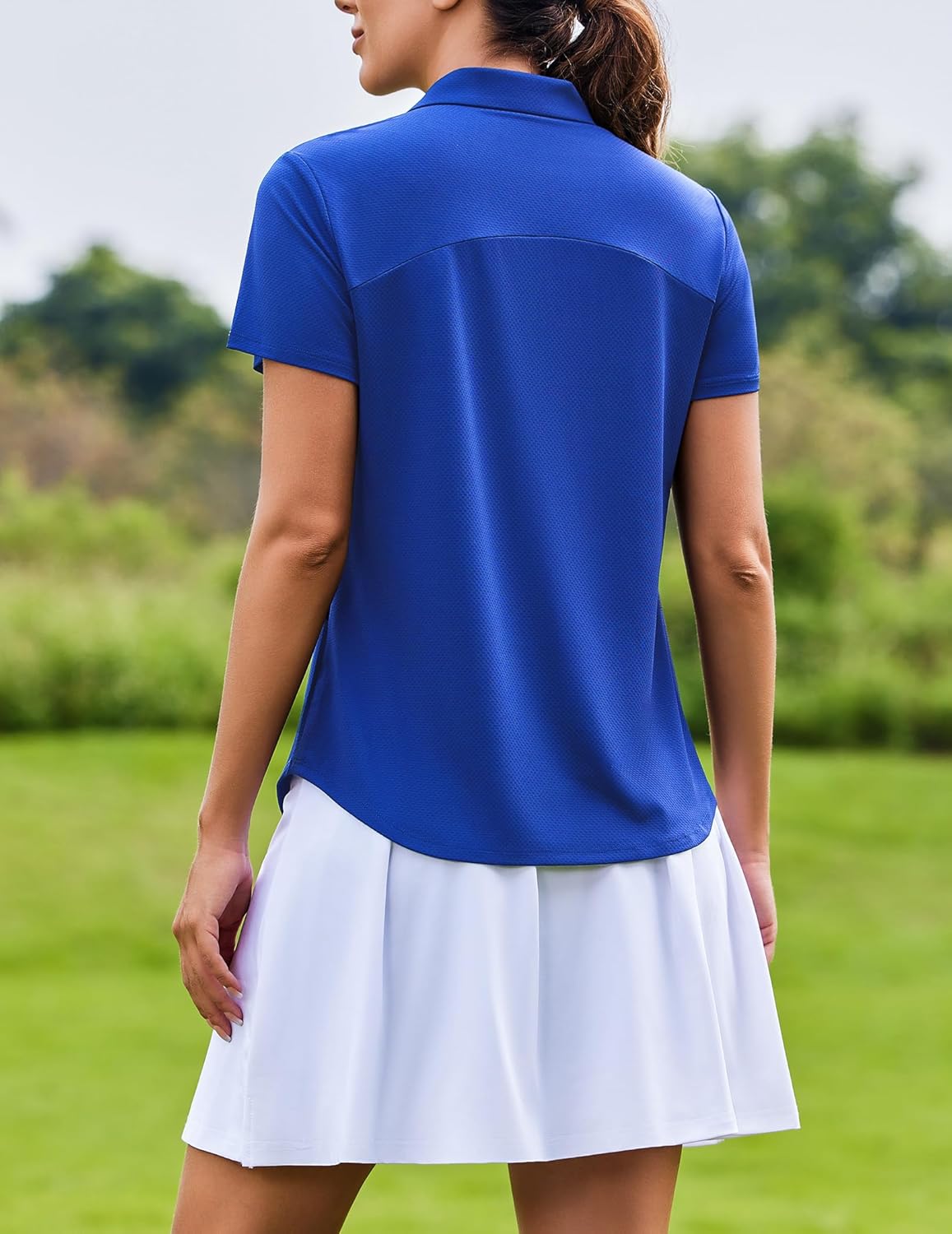 PINSPARK Womens Golf Shirt Short Sleeve UPF 50+ Tennis Polo Shirts 1/4 Zip Up Collared Quick Dry Athletic Pickleball Shirt - Image 3