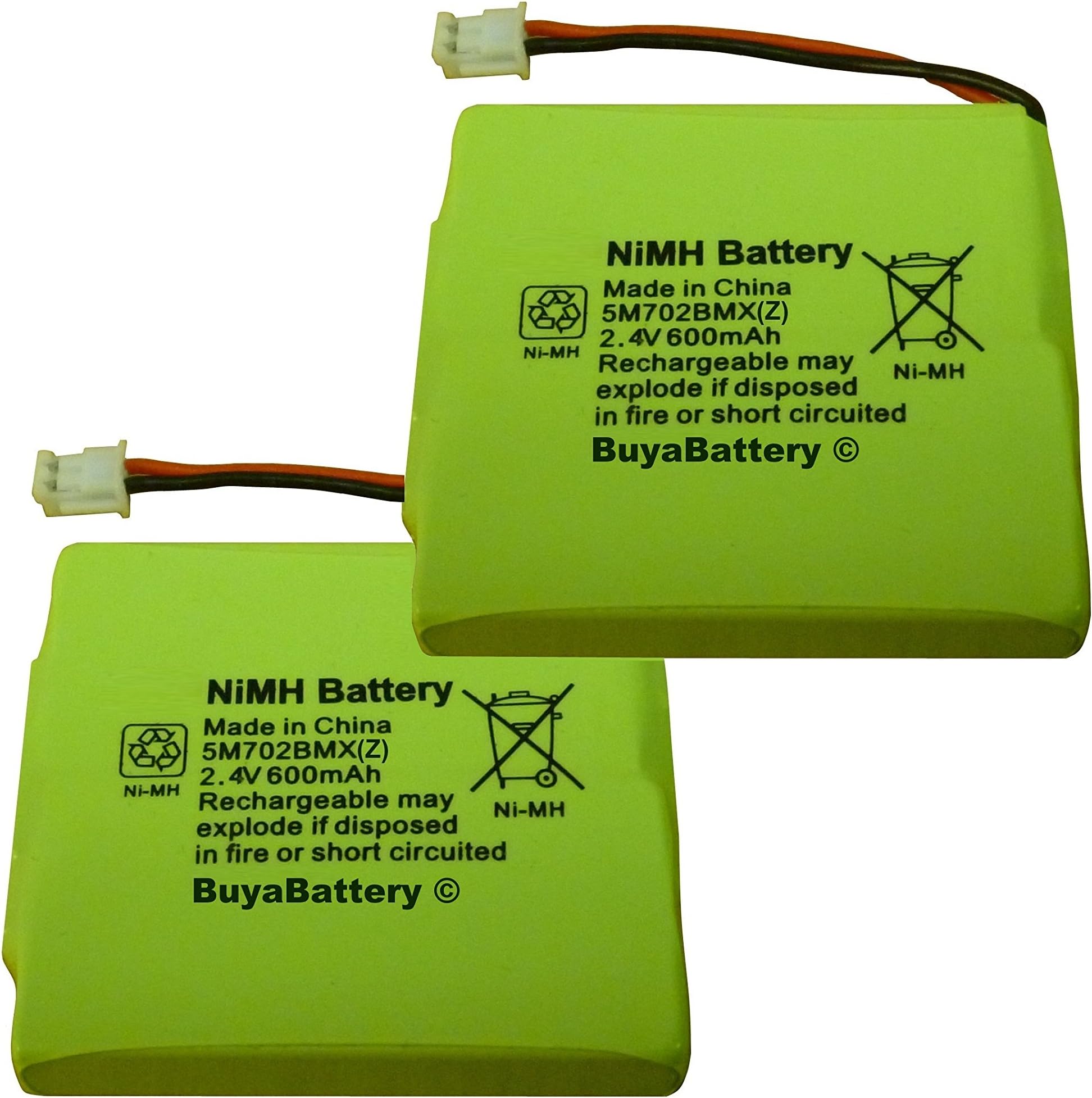 2 x New BuyaBattery Replacement Batteries for BT Verve 450 and 410 Cordless Phones 5M702BMX 2.4V 600mAh NiMH (Ni-MH)