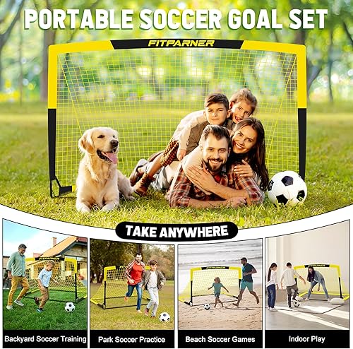 Miniatura 5 de Kids Soccer Goals for Backyard Set - 2 Pack of Portable Pop Up Soccer Nets with Ball,Cones,Complete Training Equipment Kit for Toddler,Youth,Kids