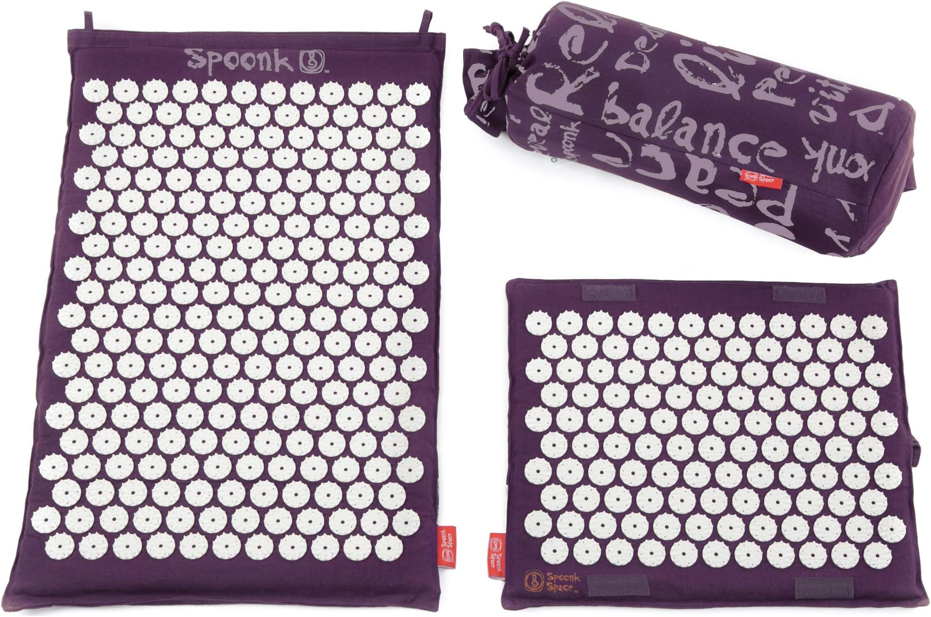 SpoonkCombo 2 Peace Acupressure Set 1 Regular Size wiht Bag and 1 Travel Size That can be Rolled in a Pillow Sleep aid, Relaxation and Muscle Relief,Made with Organic Hemp Fabric