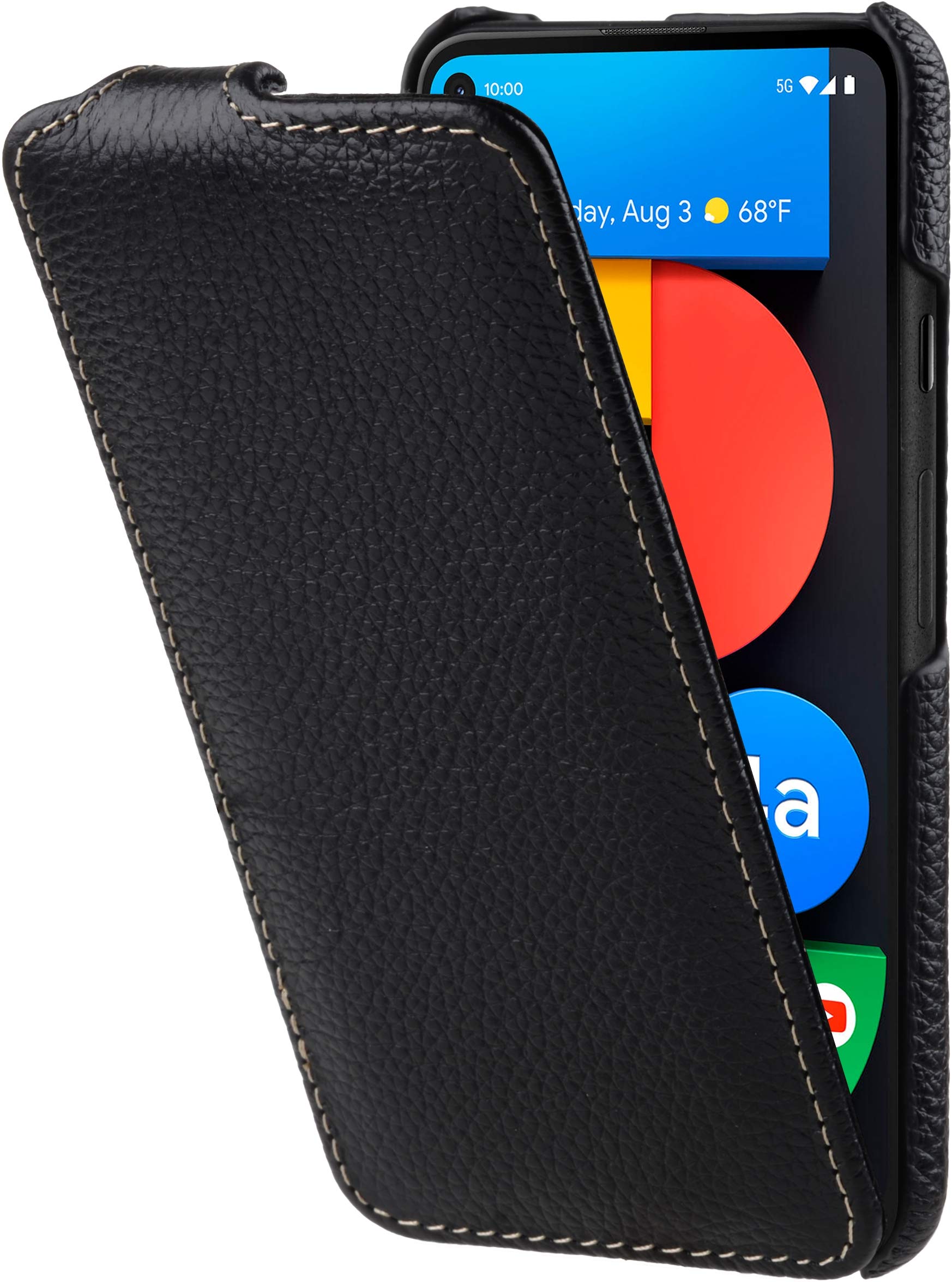 Coque pour Google Pixel 4a 5G avec fermoir anti-chute StilGut en cuir noir