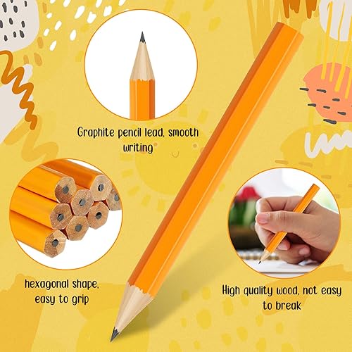 Miniatura 3 de Kosiz 1000 lápices de golf a granel de 3.5 pulgadas, HB amarillo, medios lápices hexagonales preafilados, pequeños papelería para jardín de