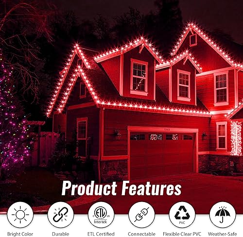 Miniatura 5 de WYZworks Tira de luces LED planas rojas de 50 pies de 50 pies, SMD 2835, resistente al agua, permanente, resistente, para exteriores, con
