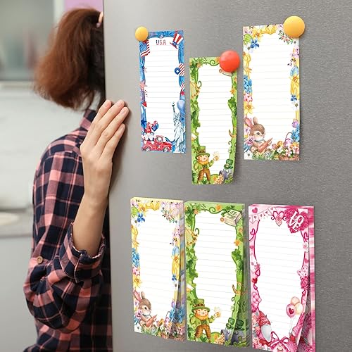 Miniatura 6 de Whaline 4 blocs de notas magnéticos de temporada de San Valentín Día de San Patricio Pascua 4 de julio lista de tareas bloc de papel de amor gnomo