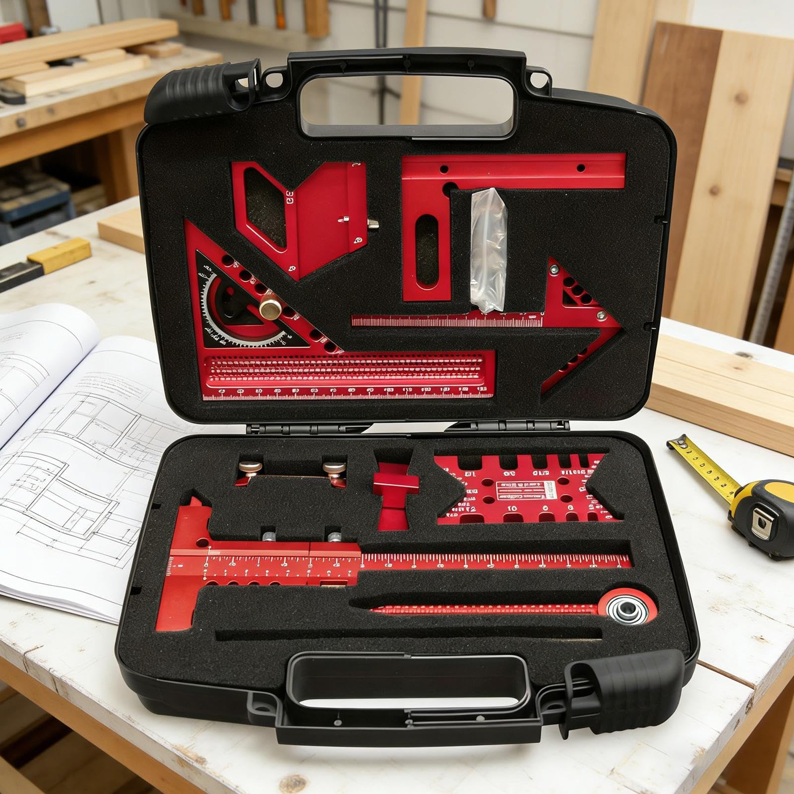 Équerre pour Travail du Bois Outil de Mesure de Charpente 9 Pièces | Kit d'Équerre de Charpente pour la Maison Pour Bricolage, Construction, Sol, Maison, Garage et en Extérieur