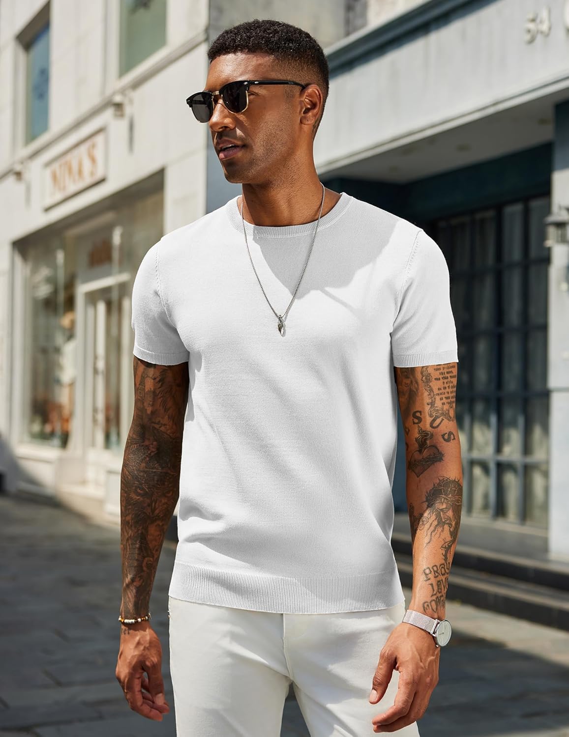 COOFANDY Men's Casual T-Shirts Short Sleeve Crewneck Pullover Classic Knit Tee Shirts - Image 3