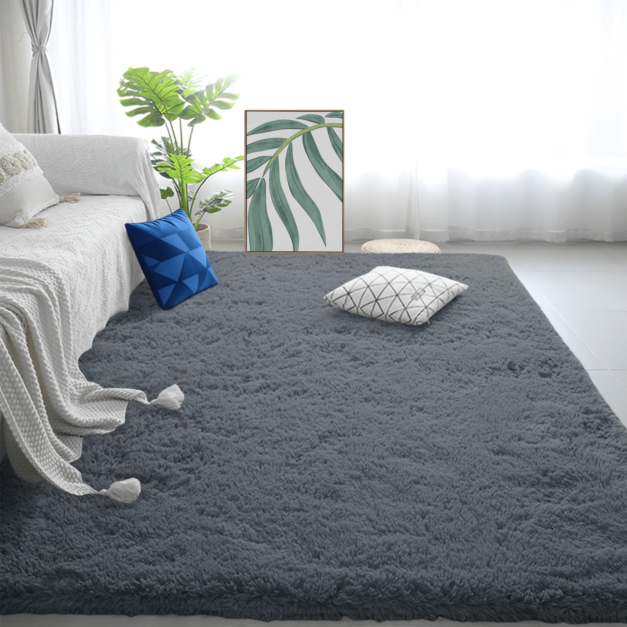 Tapis à poils longs 140 x 530 cm tapis moelleux lavable salon