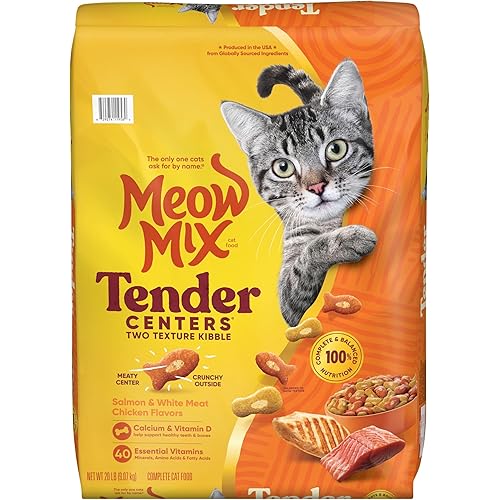 Meow Mix Tender Centers Salmon & Chicken Flavors, Dry Cat Food, 20 Pound Bag