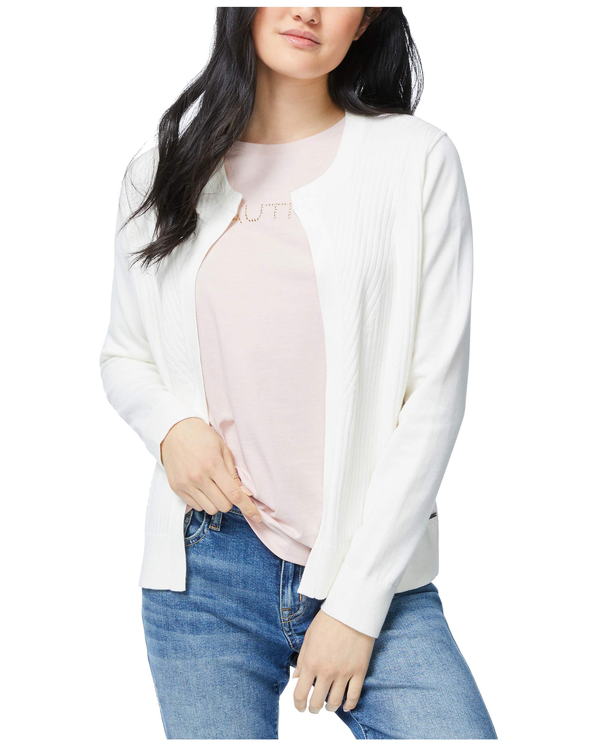 Nautica Womens Nautica Womens Ribbed Open Layering Cardigan