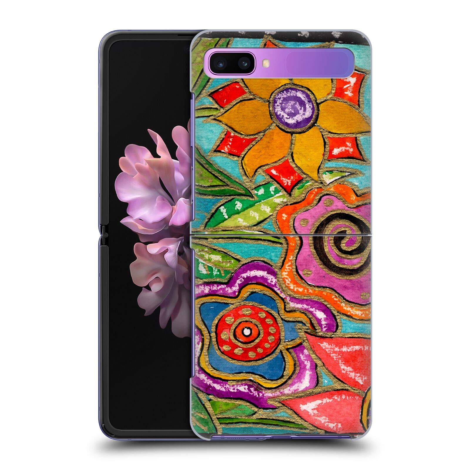 Head Case Designs Officially Licensed Wyanne Funky Flower Garden Nature Hard Back Case Compatible with Samsung Galaxy Z Flip / 5G