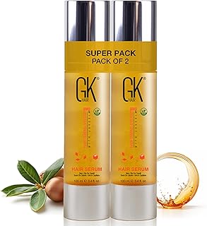 GK HAIR Oil For Curly hair- Organic Argan Oil for Dry, Damaged Hair - Frizz Control Serum Upto 72 hours - Best For repair, Shine & Smoothening Pack of 2 (3.4 Oz)