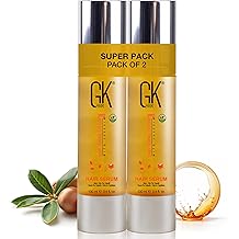 GK Hair Argan Oil Hair Serum Pack of 2 100 ml - Anti-Frizz Smoothing Moisturising - Heat Protection & Care for Dry Damaged Hair - For Shine & Hair Repair