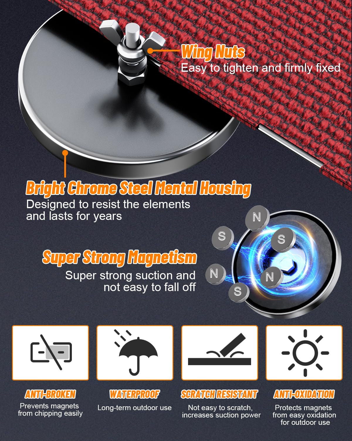 8Pack Magnetic Flag Holder 3.2" Strong Round Base Magnet — Amazon image 4