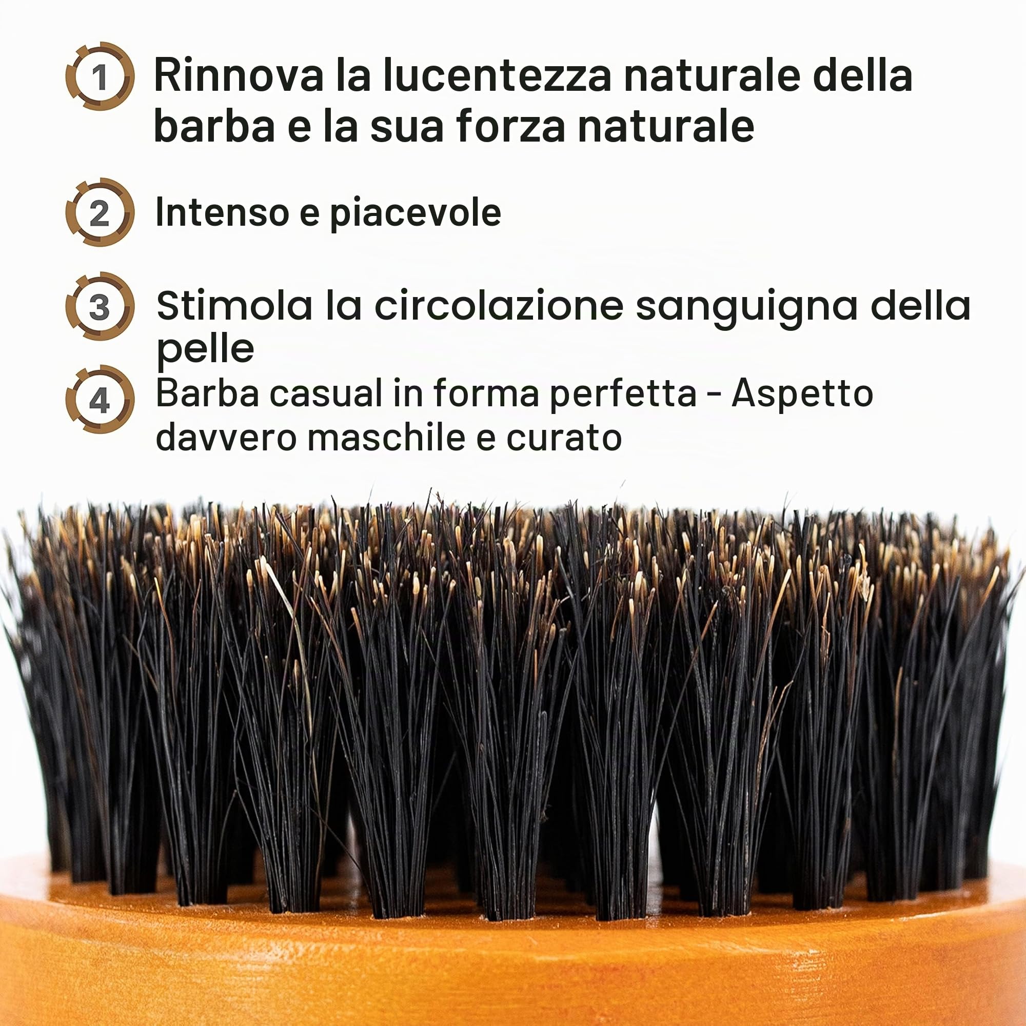BEARDED BEN Spazzola Barba Uomo con Setole di Cinghiale - Pettine Barba Uomo - Ideale per Districare i Nodi e per la Cura Quotidiana - Include Astuccio Elegante