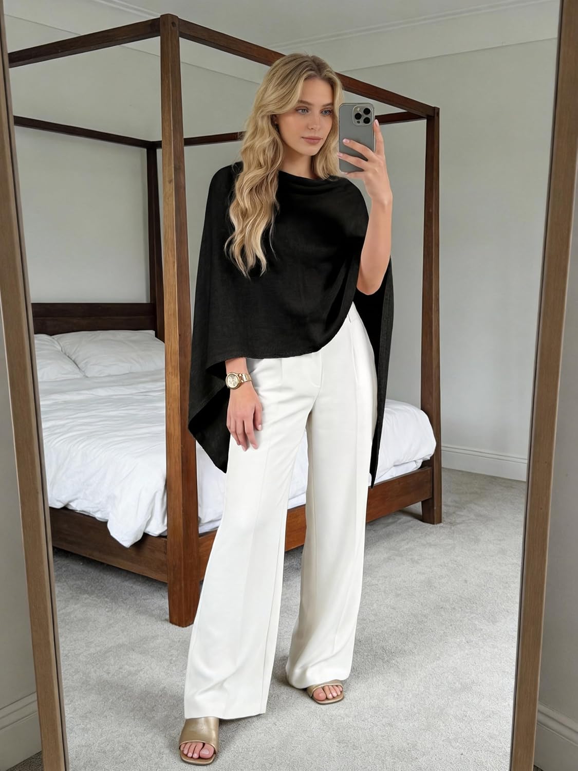 Cashmere Poncho Sweaters for Women Lightweight Soft Pashmina Capelet Versatile Knit Pullover Asymmetrical Tops 2026 - Image 5