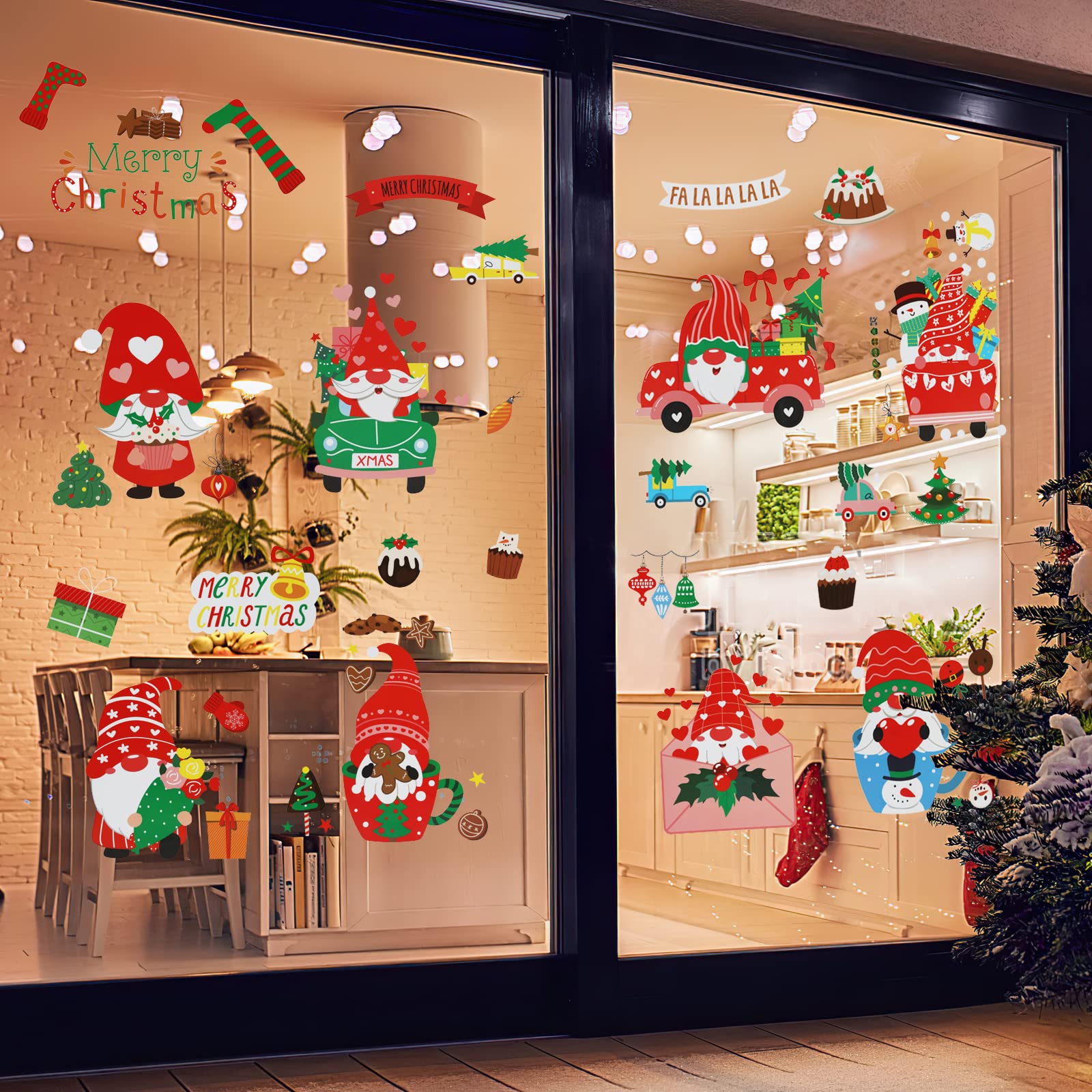 Pack De 9 Pegatinas Navideñas Para Ventana - Doble Cara, 20x30 Cm, Decoración De Casa, Escaparates