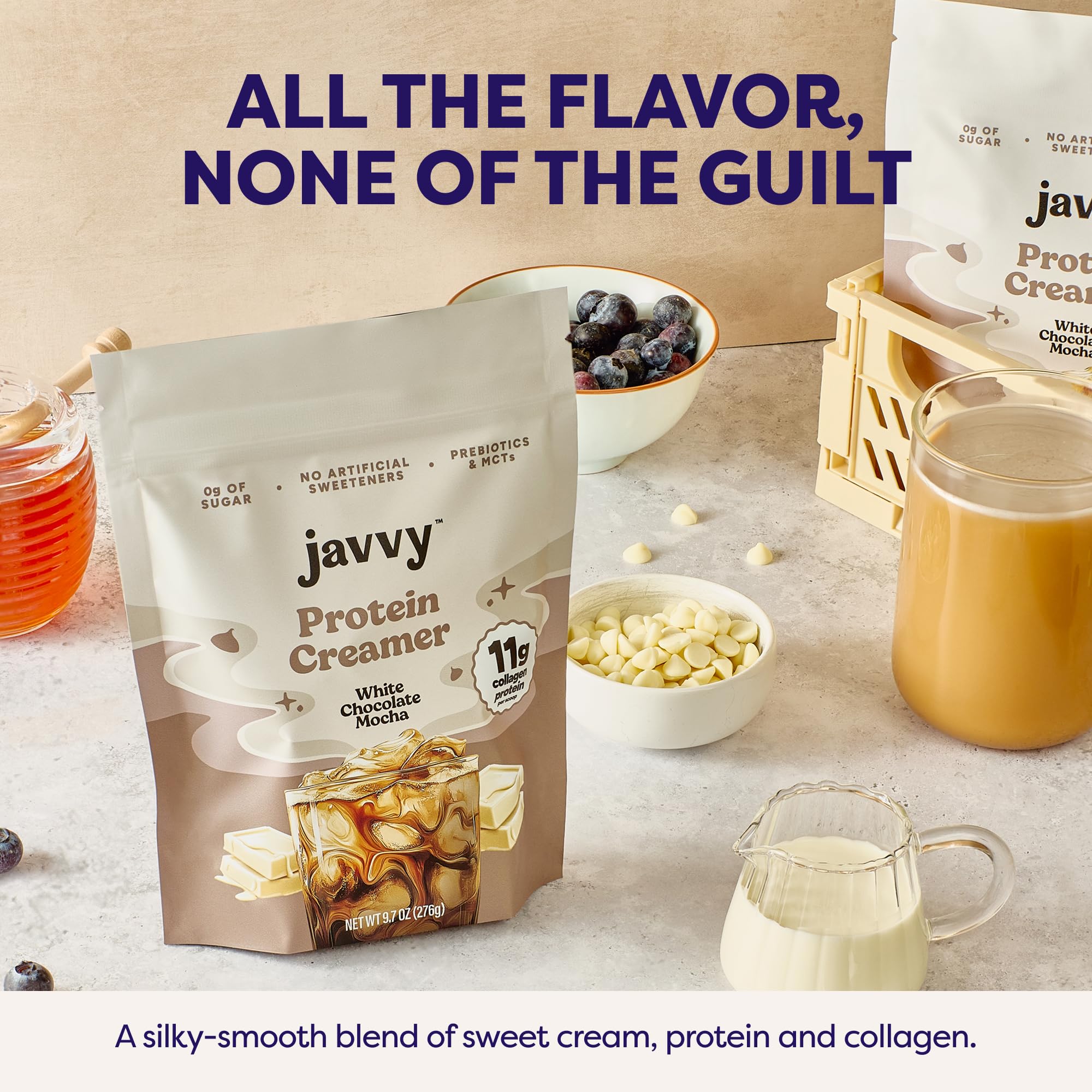 White Chocolate Mocha Protein Coffee Creamer - Grass Fed Pasture Raised Collagen - Hair Skin Nail Support Boosting — view 8