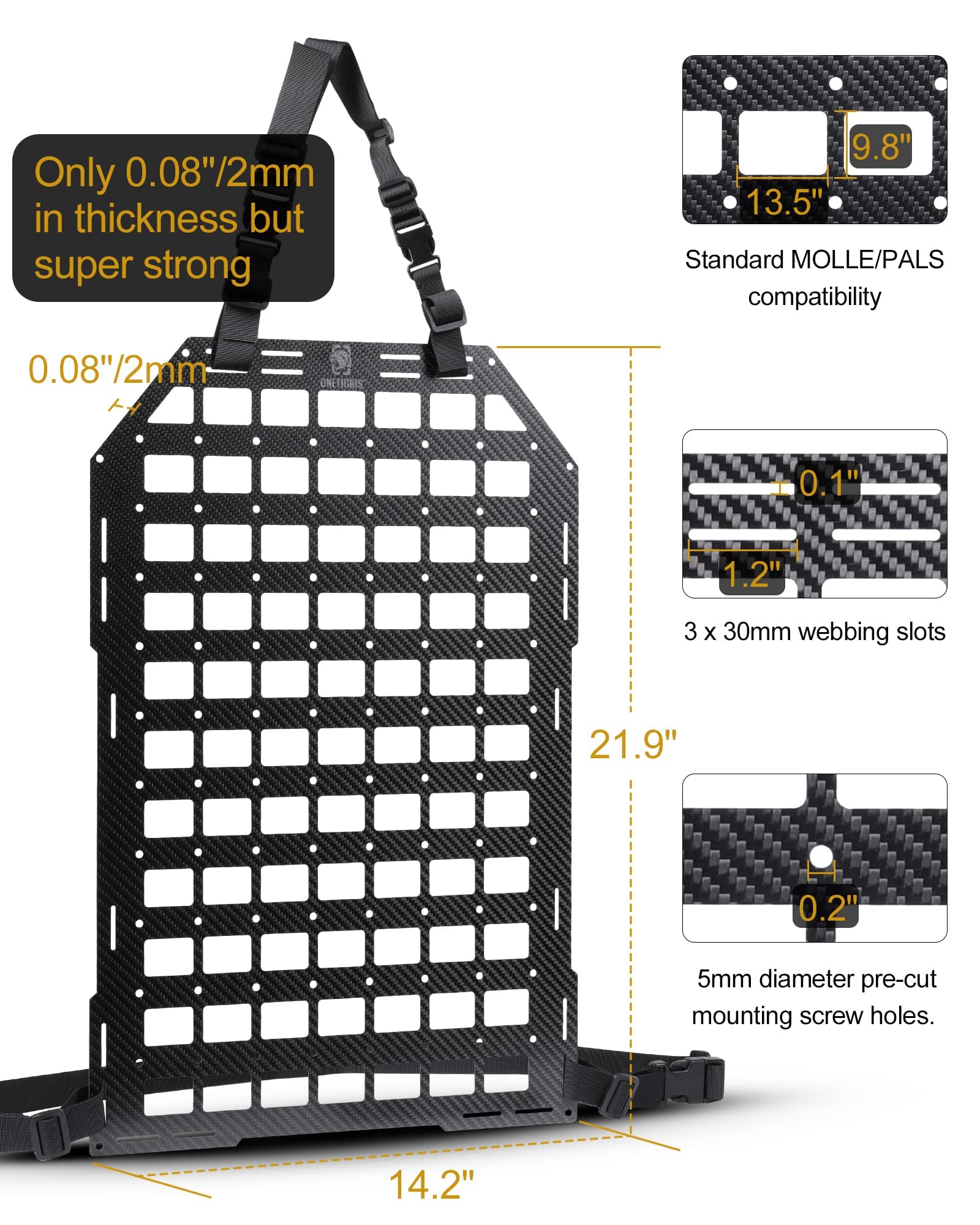OneTigris Car Seat Back Organizer, 2PCS Tactical Rigid MOLLE Panel ...
