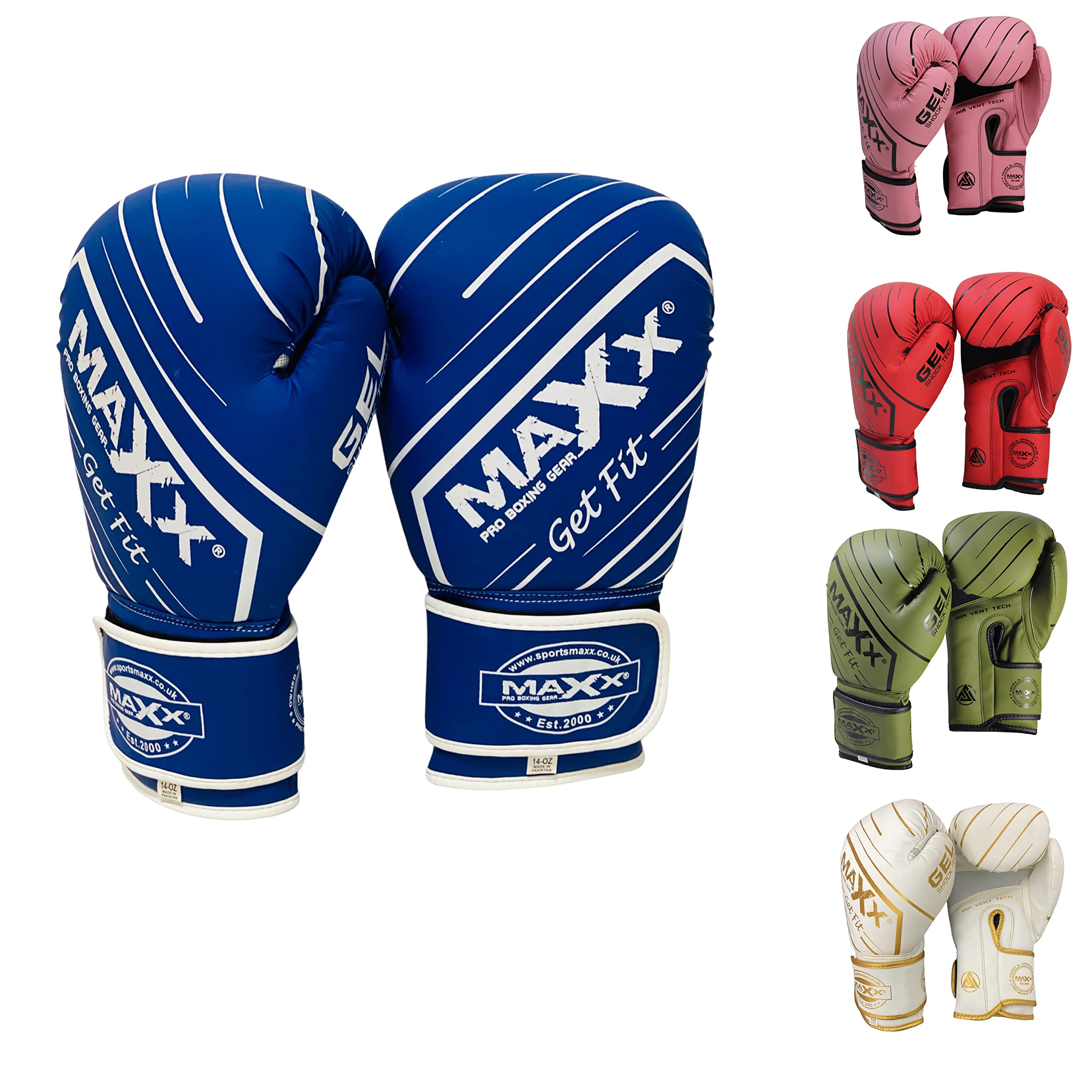 MAXX New Boxing Gloves MMA Training Fight Sparring Boxing Glove Adjustable Strap Best for Boxing Mma Training Equipment, Punching, Sparring Pads Mitts for Muay Thai, 4 6 10 12 14 16 Oz (Blue, 14 OZ)