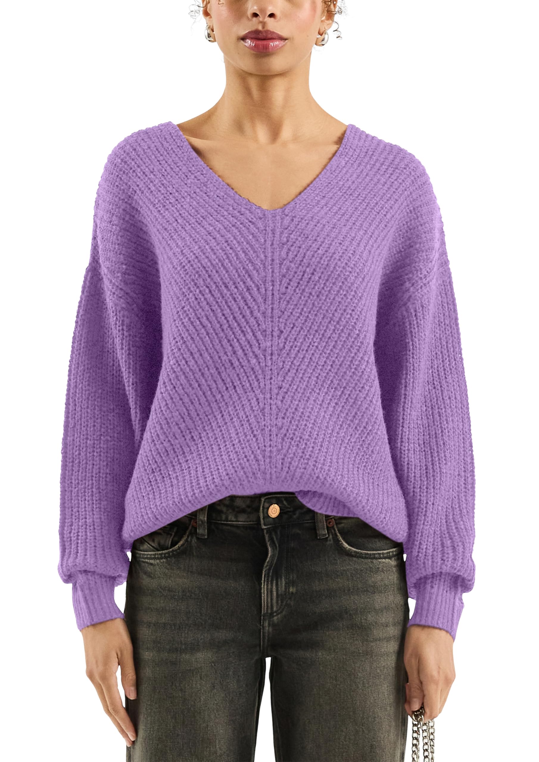 QS Strickpullover mit V-Auschnitt