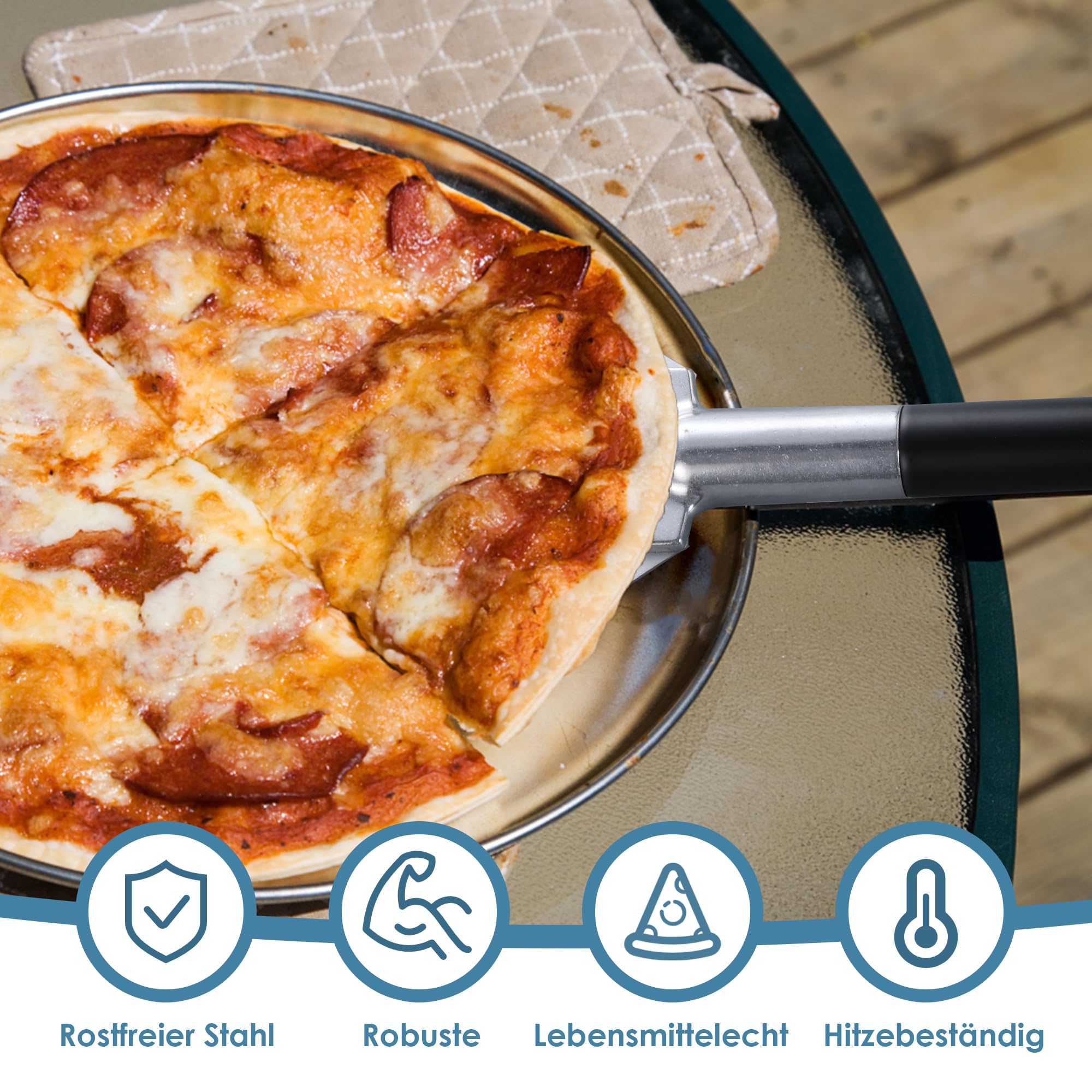 7 Zoll Pizzaschieber Mit Holzgriff - Perforiert & Hitzebeständig | Für Pizzaofen & Grill