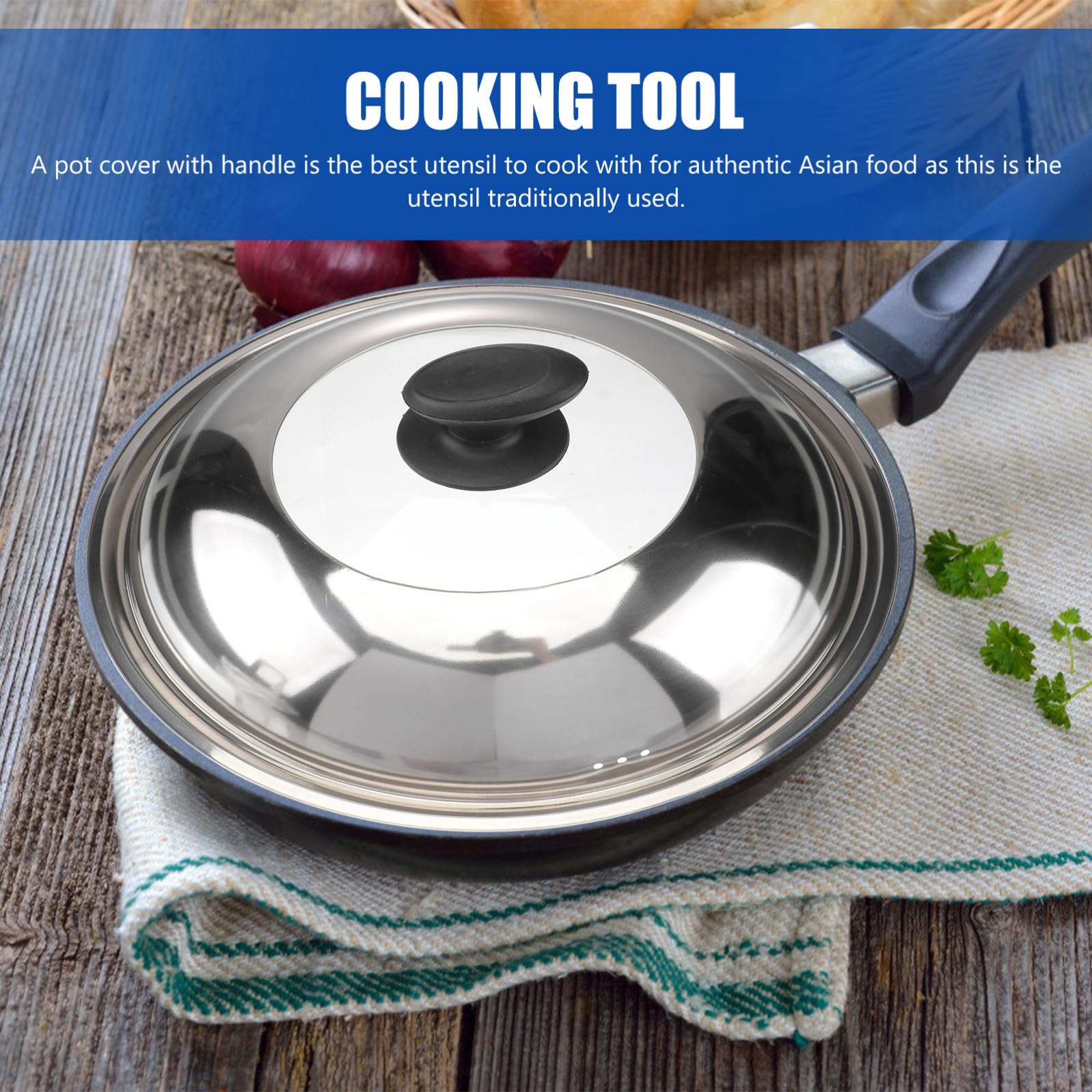 Zerodeko Coperchio in Acciaio Inossidabile per Pentola Wok, Spessore Rinforzato, Mantiene Cibo Caldo e Vapore, Design Elegante e Funzionale per Cucina