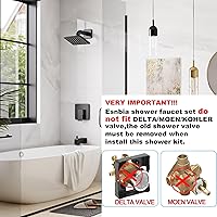 Vista 2 de Esnbia Juego de grifo de ducha, cabezal de ducha y mango con cabezal de ducha de lluvia de 6 pulgadas y boquilla de bañera, kit de molduras de grifo
