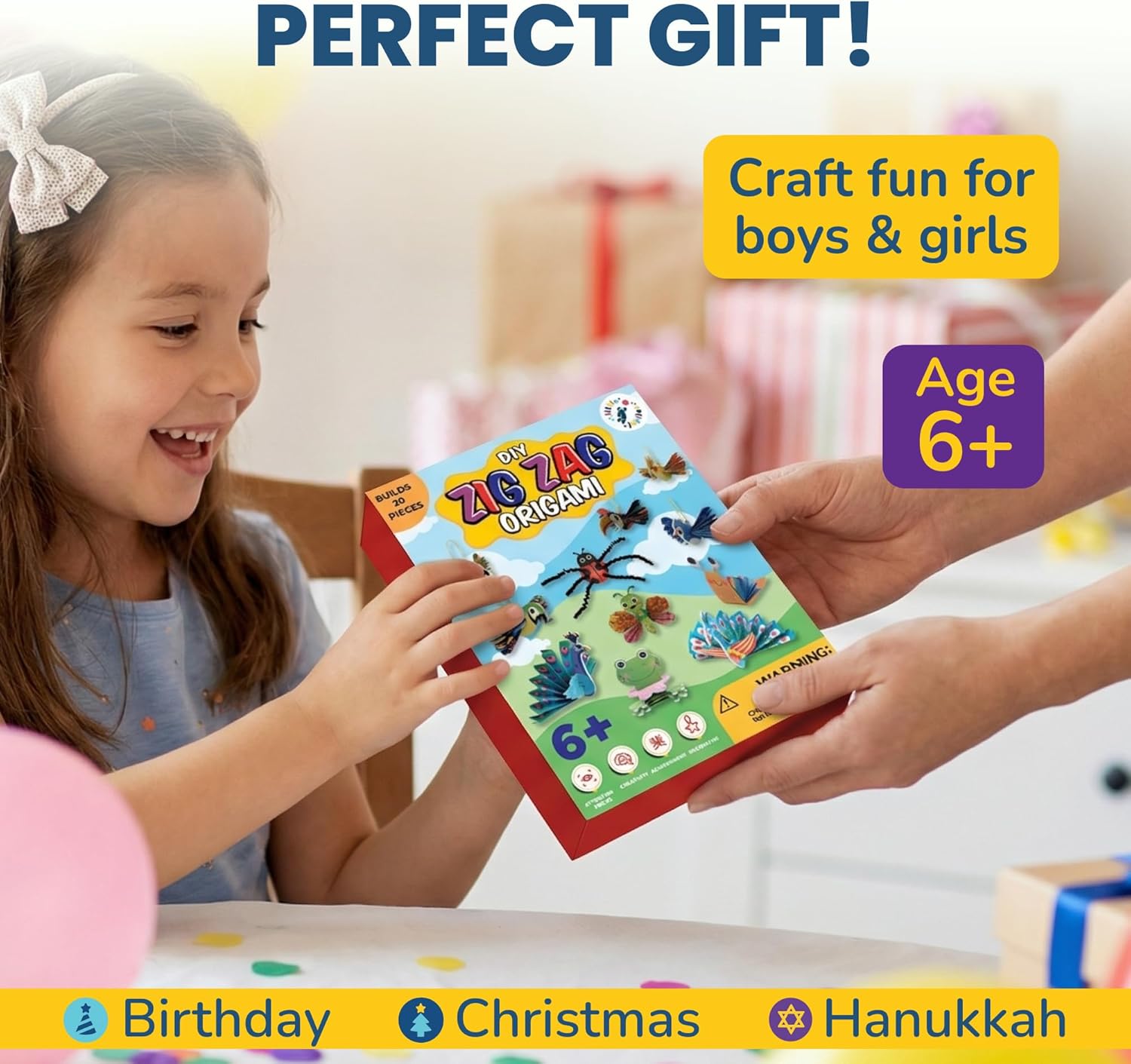 DIY Zig Zag Origami - Beginner Origami & EVA Foam & Paper Craft Kit for Kids 6-10 Yrs - Boys & Girls Build 20 Hanging Birds, Insects, & More - Use for Room Decoration, Christmas Ornaments, & More - Image 6