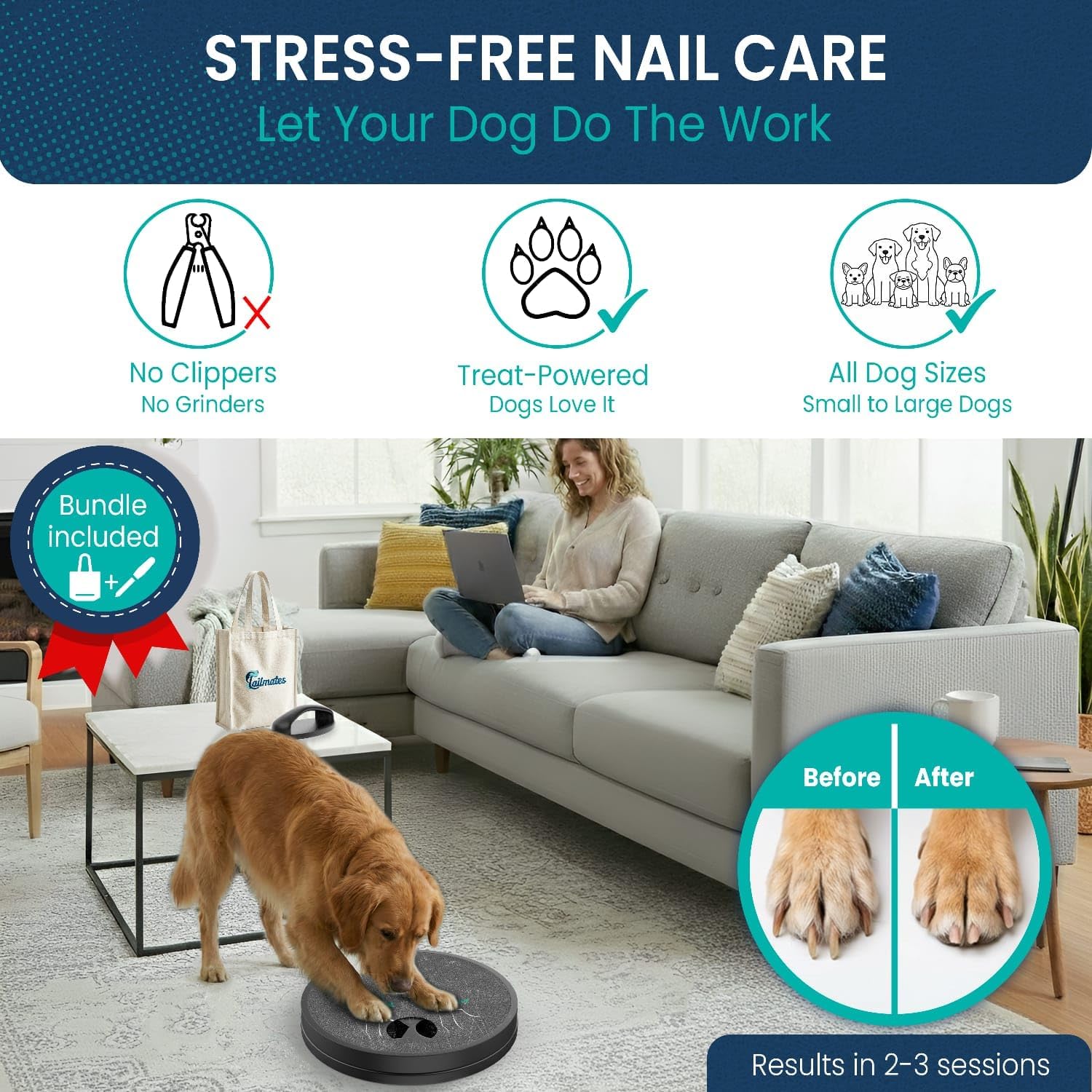 Dog Nail Scratch Board for Puppy/Small/Medium Dog - Dog Scratch Pad for Nails - Handheld Filer + Replacement Pads 12" x 12"