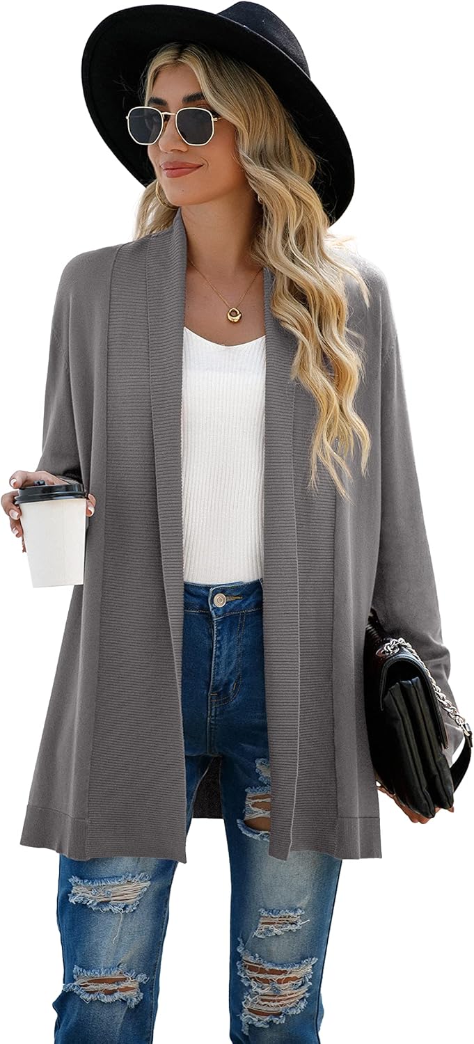 GRECERELLE Women's Long Sleeve Open Front Lightweight Casual Business Dressy Cardigan Sweater Fall Winter - Image 4