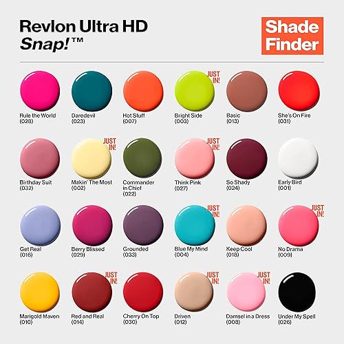 Miniatura 9 de REVLON Esmalte de uñas Ultra HD a presión, color de uñas brillante, fórmula 100% vegana, no necesita base ni capa superior, 001 Early Bird, 0.27